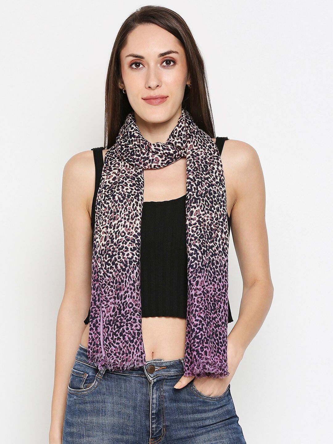 Get Wrapped Women Multicoloured Animal Printed Scarf Price in India