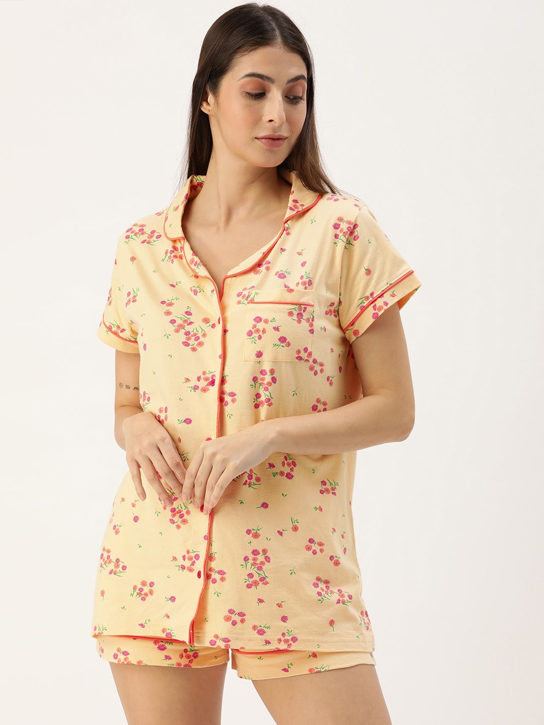 Slumber Jill Women Beige Printed Night suit Price in India