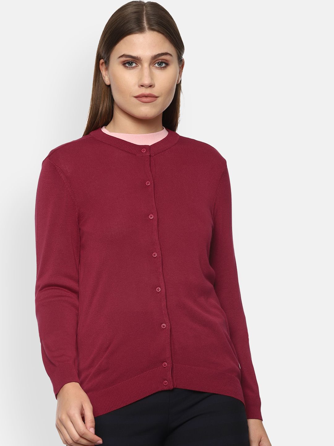 Van Heusen Woman Maroon Cardigan