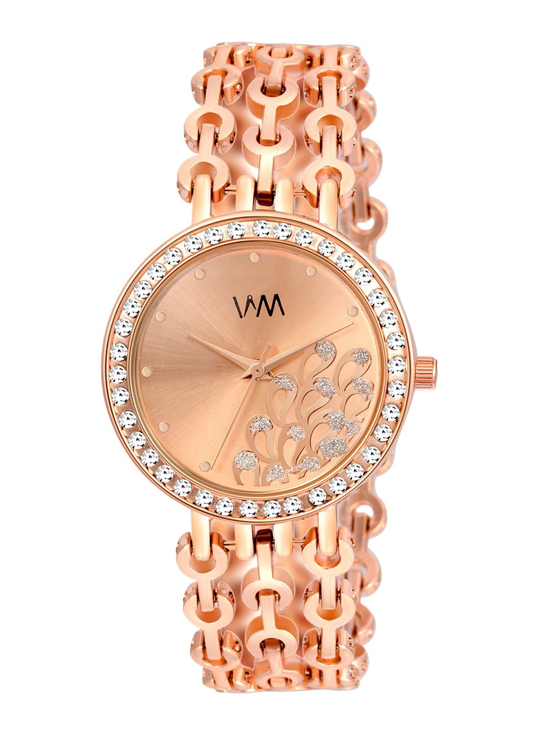 Watch Me Rose Gold-Toned Embellished Dial & Bracelet Style Straps Analogue Watches PP-041 Price in India