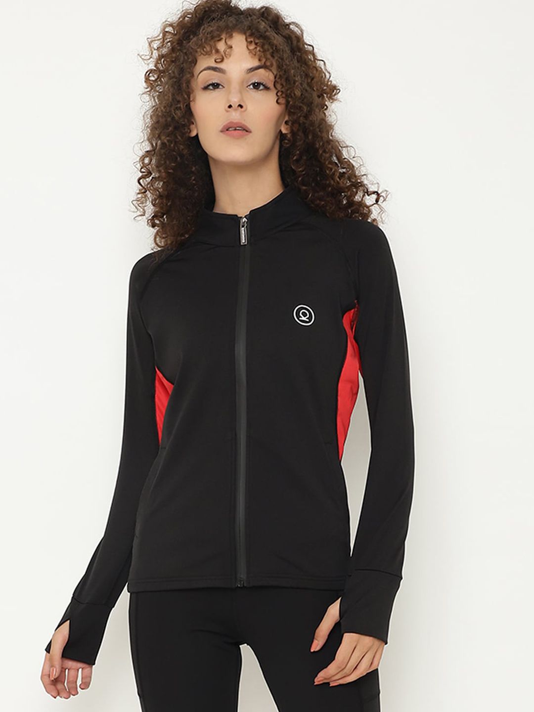 Chkokko Women Black & Red Gym Sporty Zipper Jacket Price in India