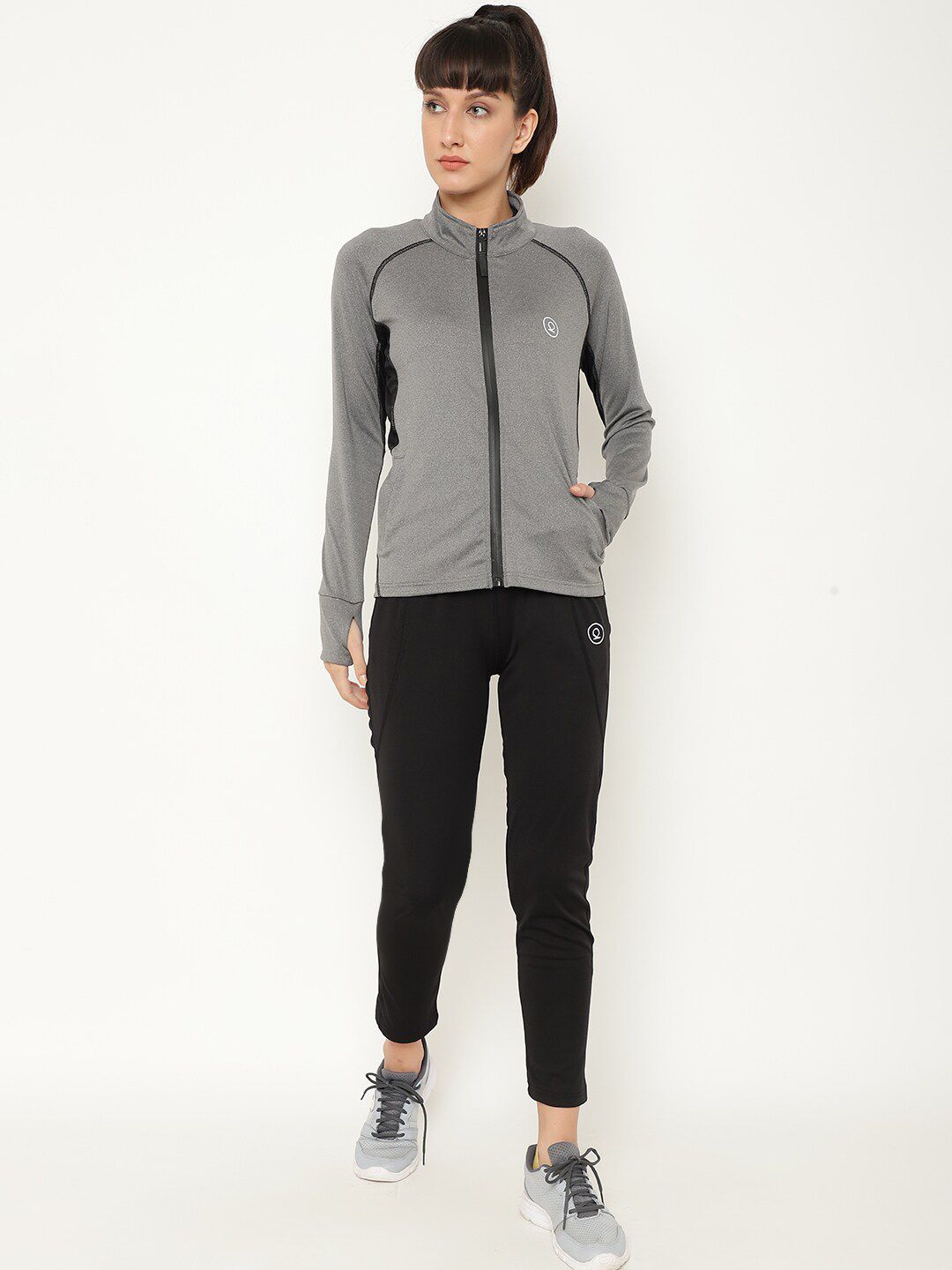 Chkokko Women Grey Solid Sports Tracksuit Price in India