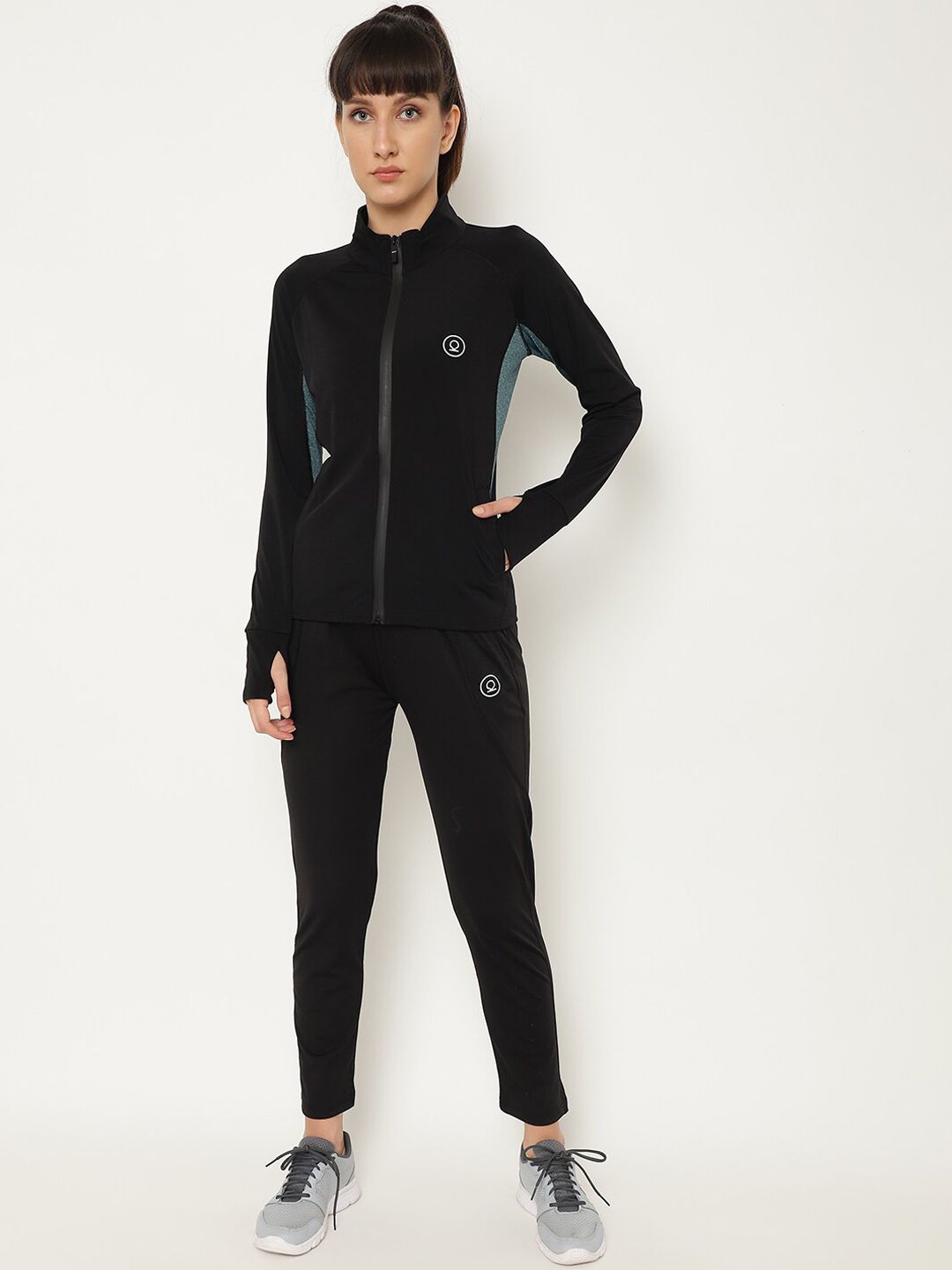 Chkokko Women Black Sports Tracksuit Price in India