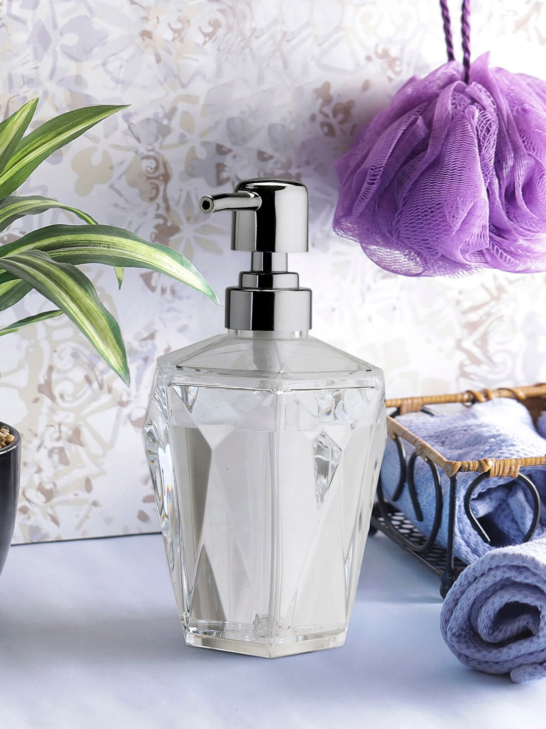 OBSESSIONS Transparent Solid Polyresin Aqua Crystal Soap Dispenser Price in India