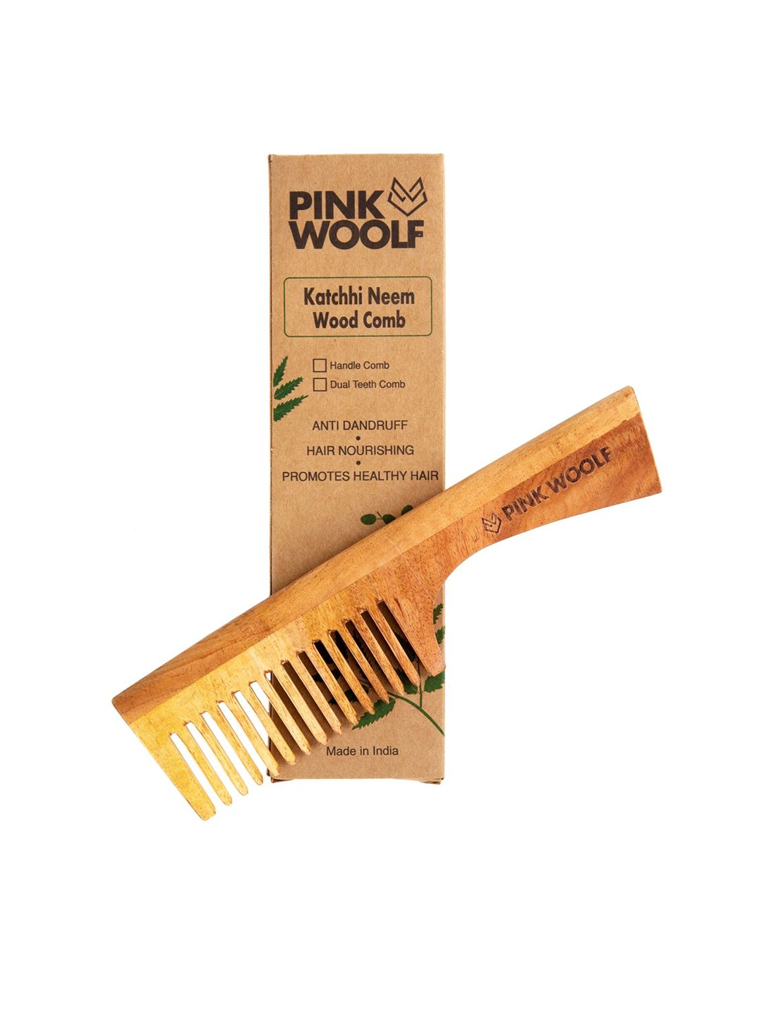 PINK WOOLF Unisex Tan Neem Wood Comb Price in India