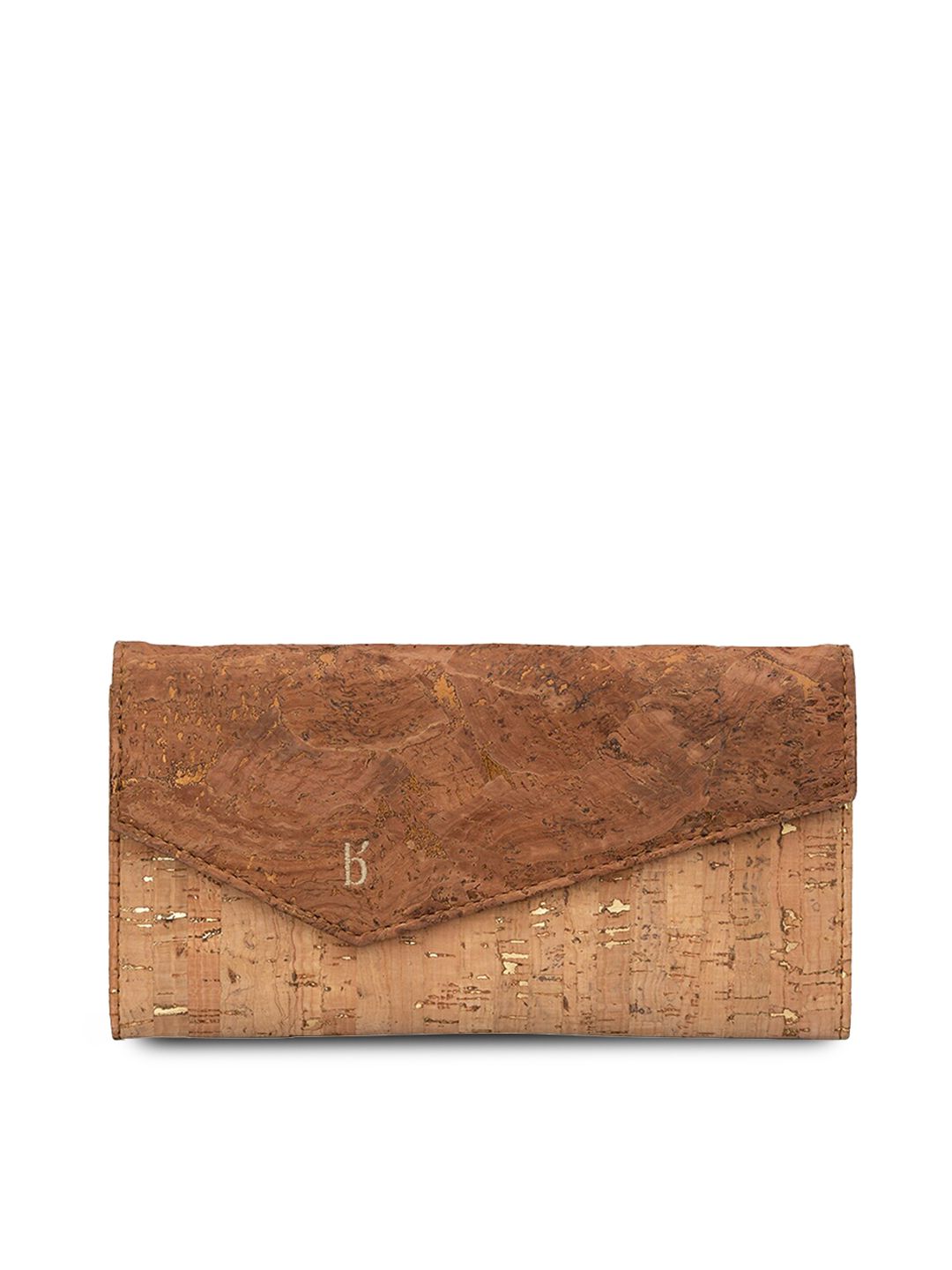 Beej Women Brown Textured Cork Three Fold Sustainable Wallet Price in India