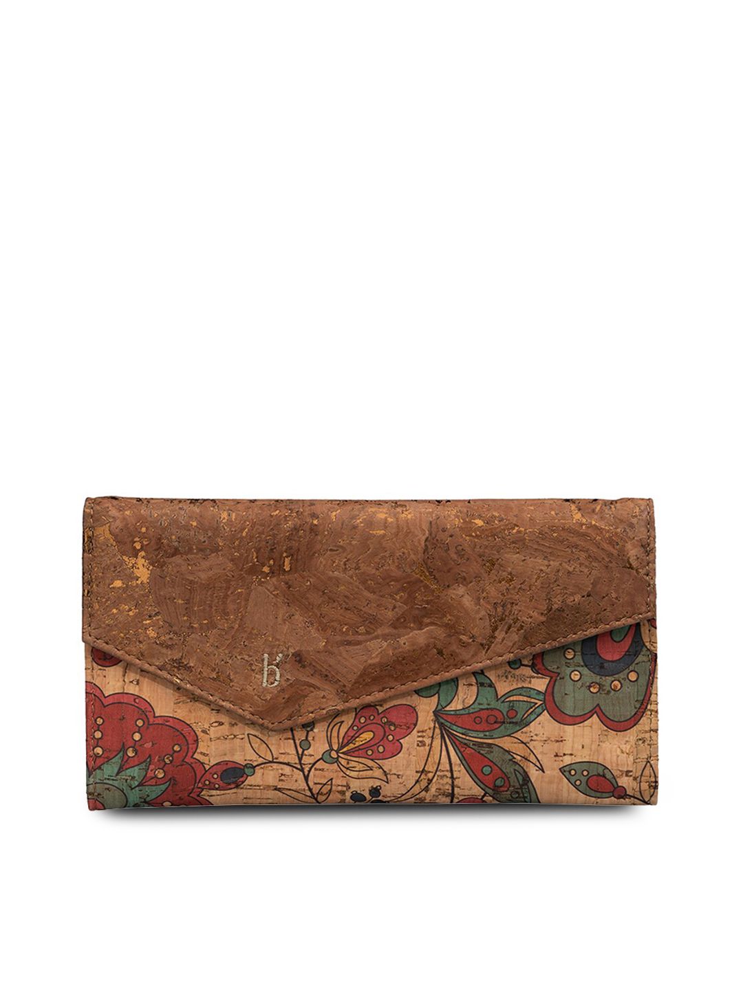 Beej Women Tan Brown Floral Cork Three Fold Sustainable Wallet Price in India