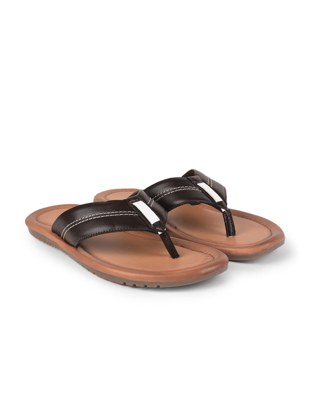 Liberty Men Brown & Tan Rubber Thong Flip-Flops