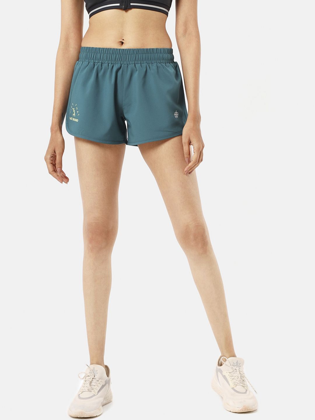 Cultsport Women Teal Mid-Rise Training or Gym Sports Shorts Price in India