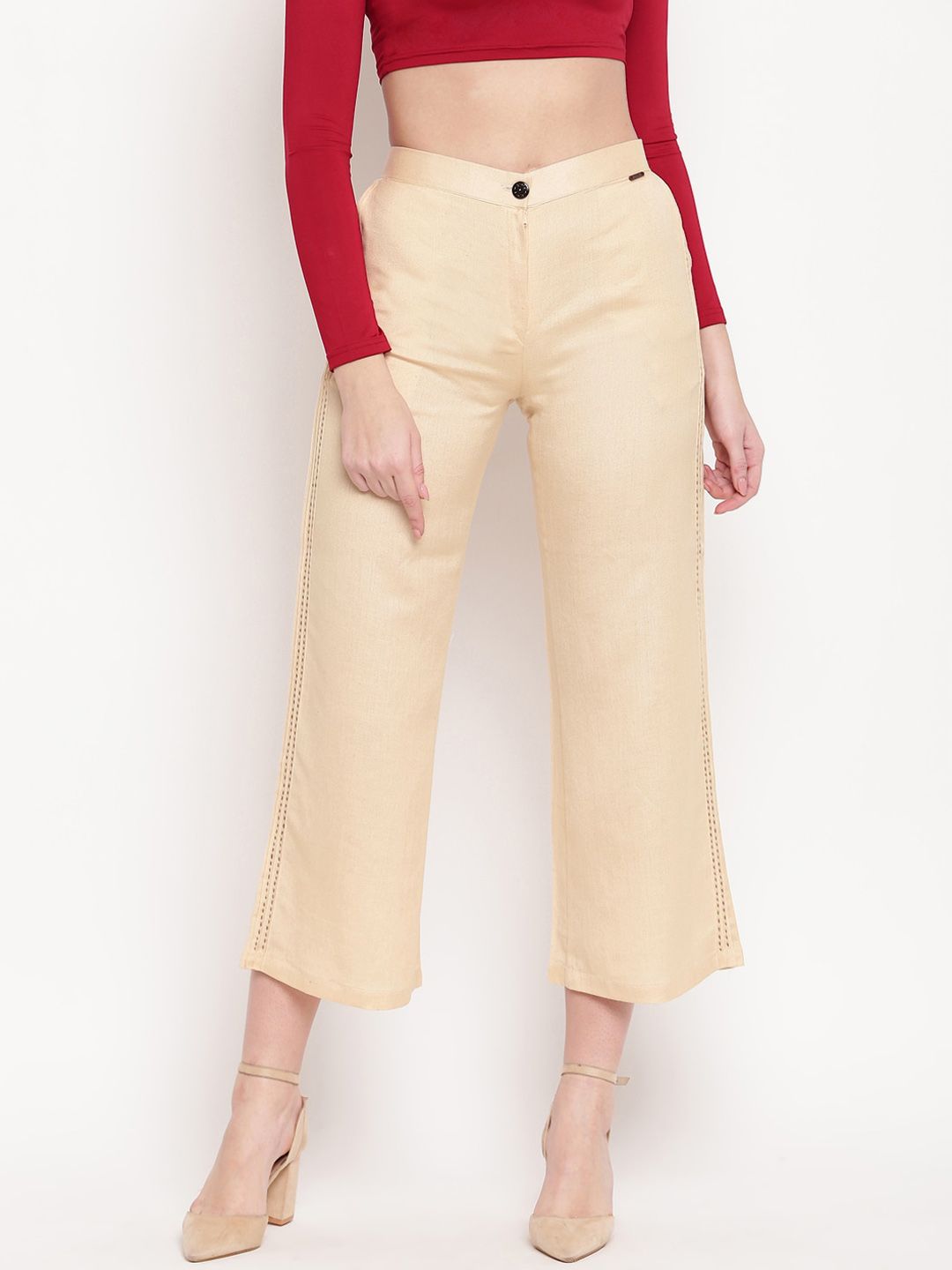 Kvsfab Women Beige Culottes Trousers