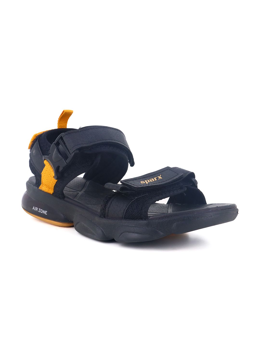 Sparx Men Black & Orange Solid Sports Sandals