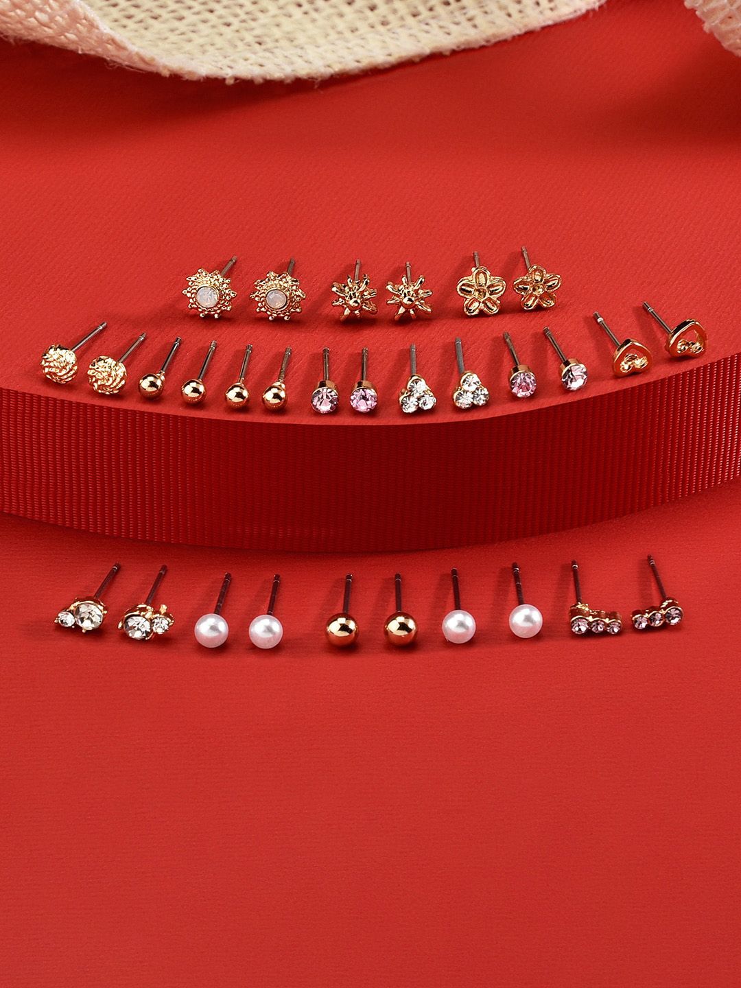 Accessorize Set Of 15 Contemporary Studs Earrings Price in India