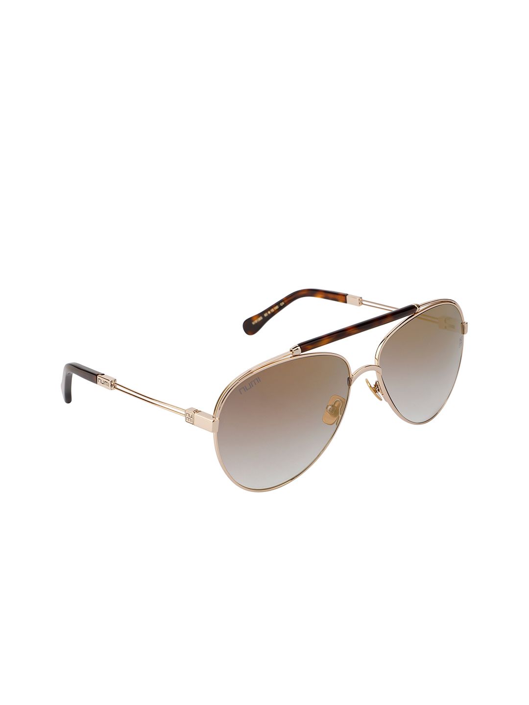 NUMI Unisex Brown & Rose Gold-Toned Full Rim Aviator Sunglasses REBEL Price in India