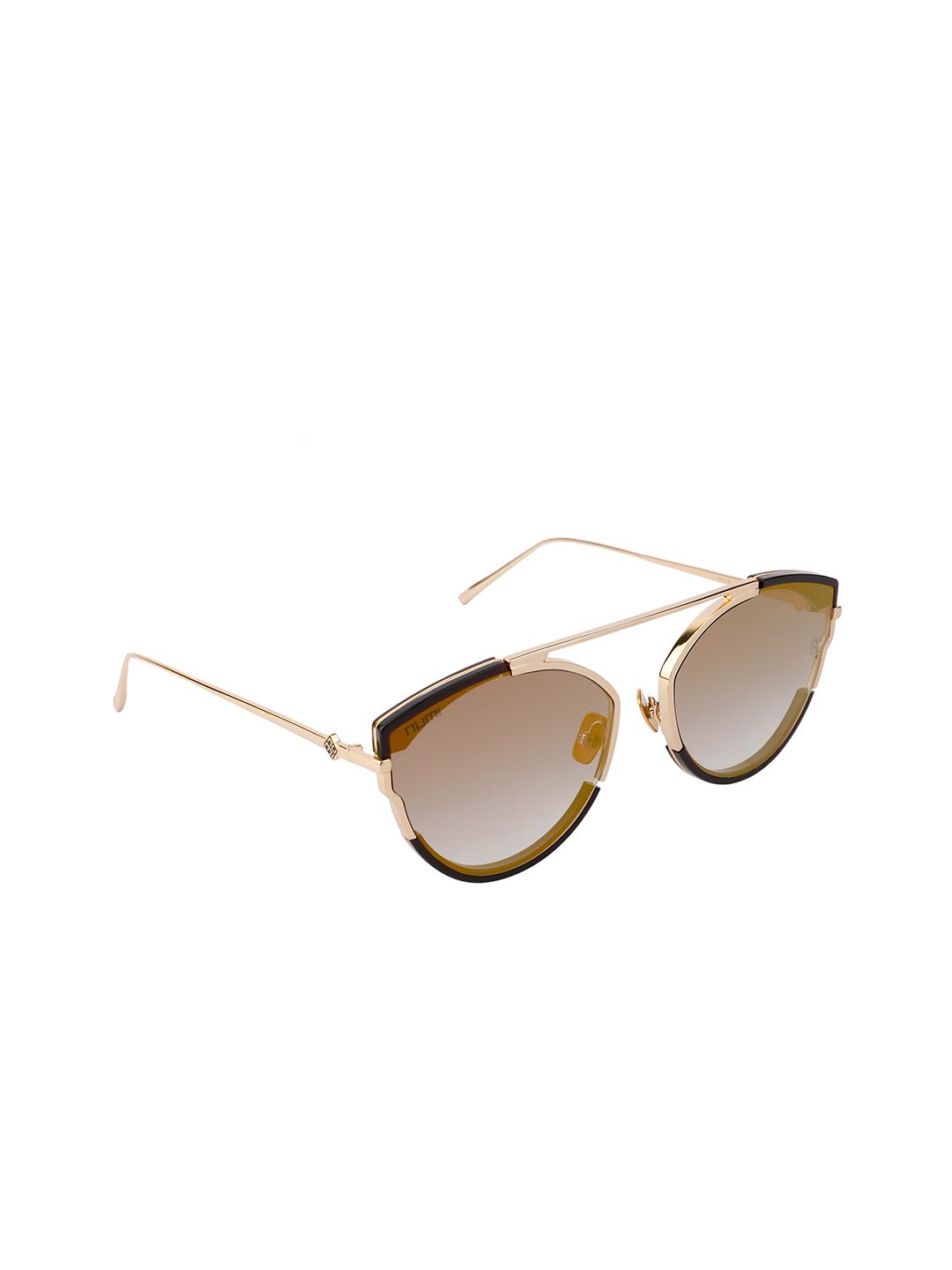 NUMI CARLA Unisex Brown & Gold Cat eye Sunglasses Price in India