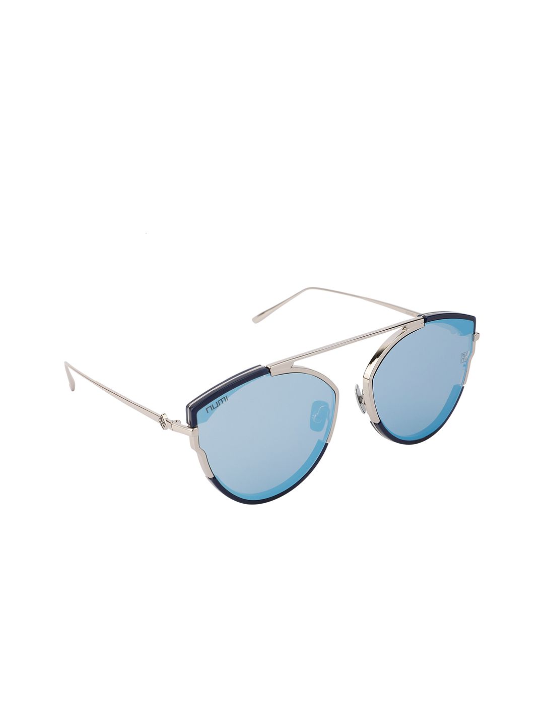 NUMI Unisex Blue Lens & Gold-Toned Cateye Sunglasses with UV Protected Lens N18134SCL4 Price in India