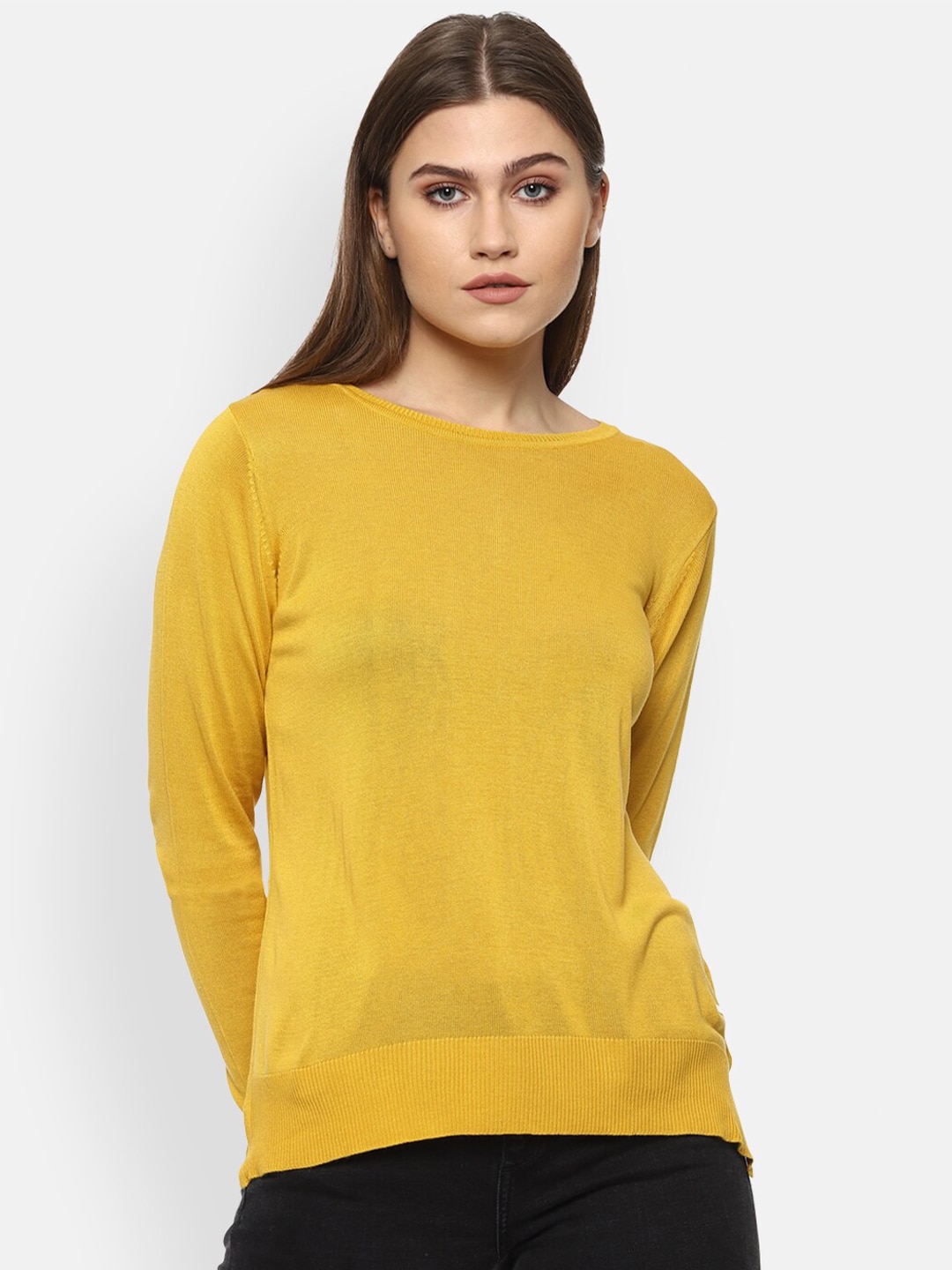 Van Heusen Woman Women Yellow Pullover Price in India