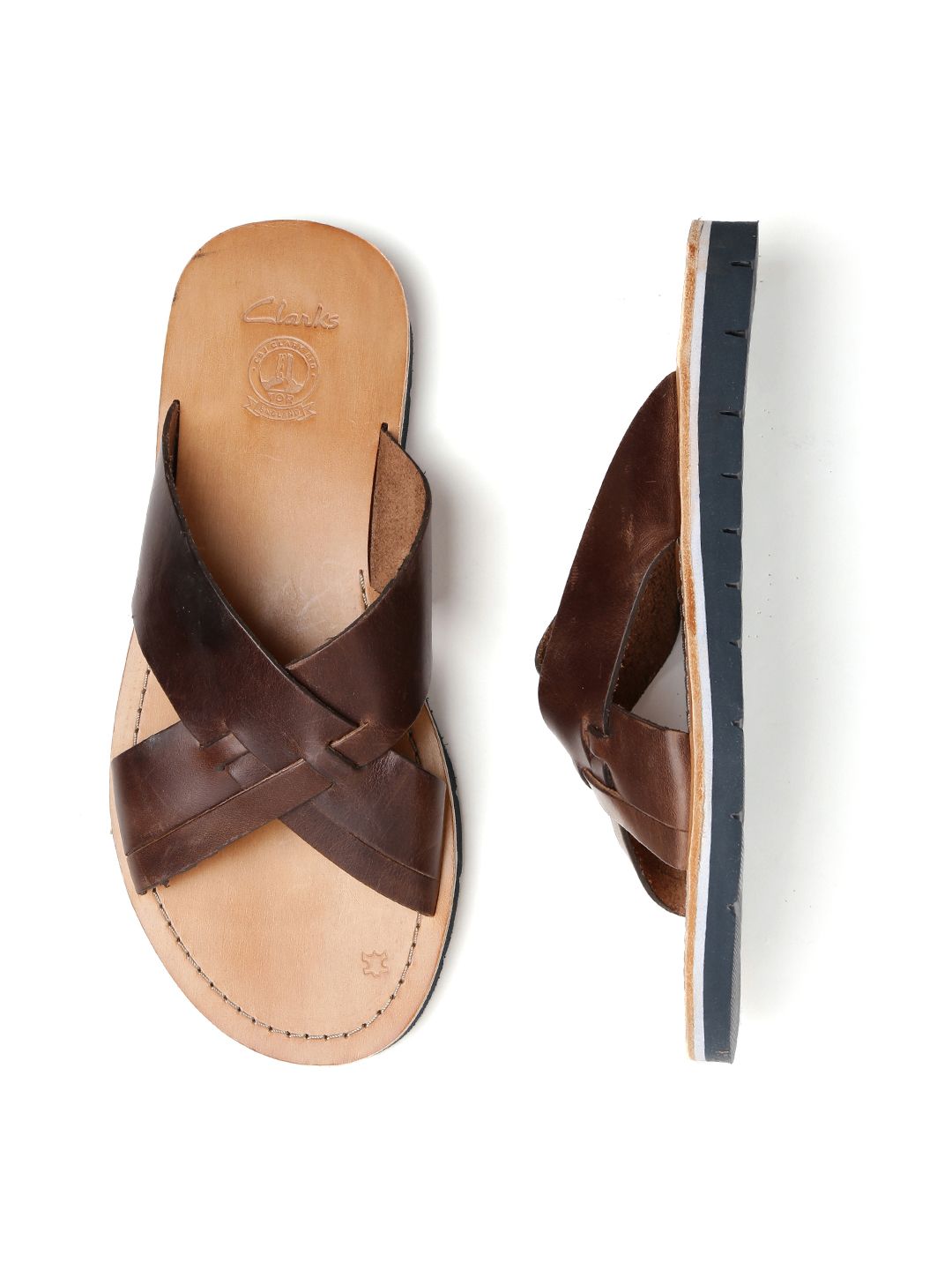 Buy Clarks Men Brown Pennard Cross Leather Sandals - Sandals  display picture 1