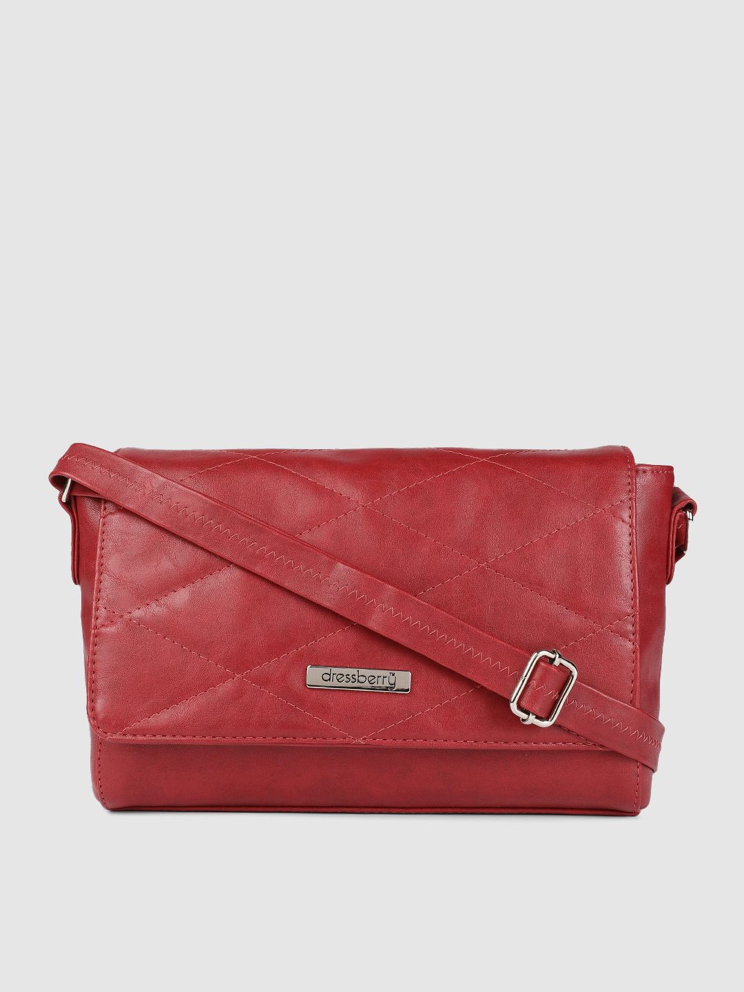 DressBerry Red Structured Quilted Sling Bag Price in India