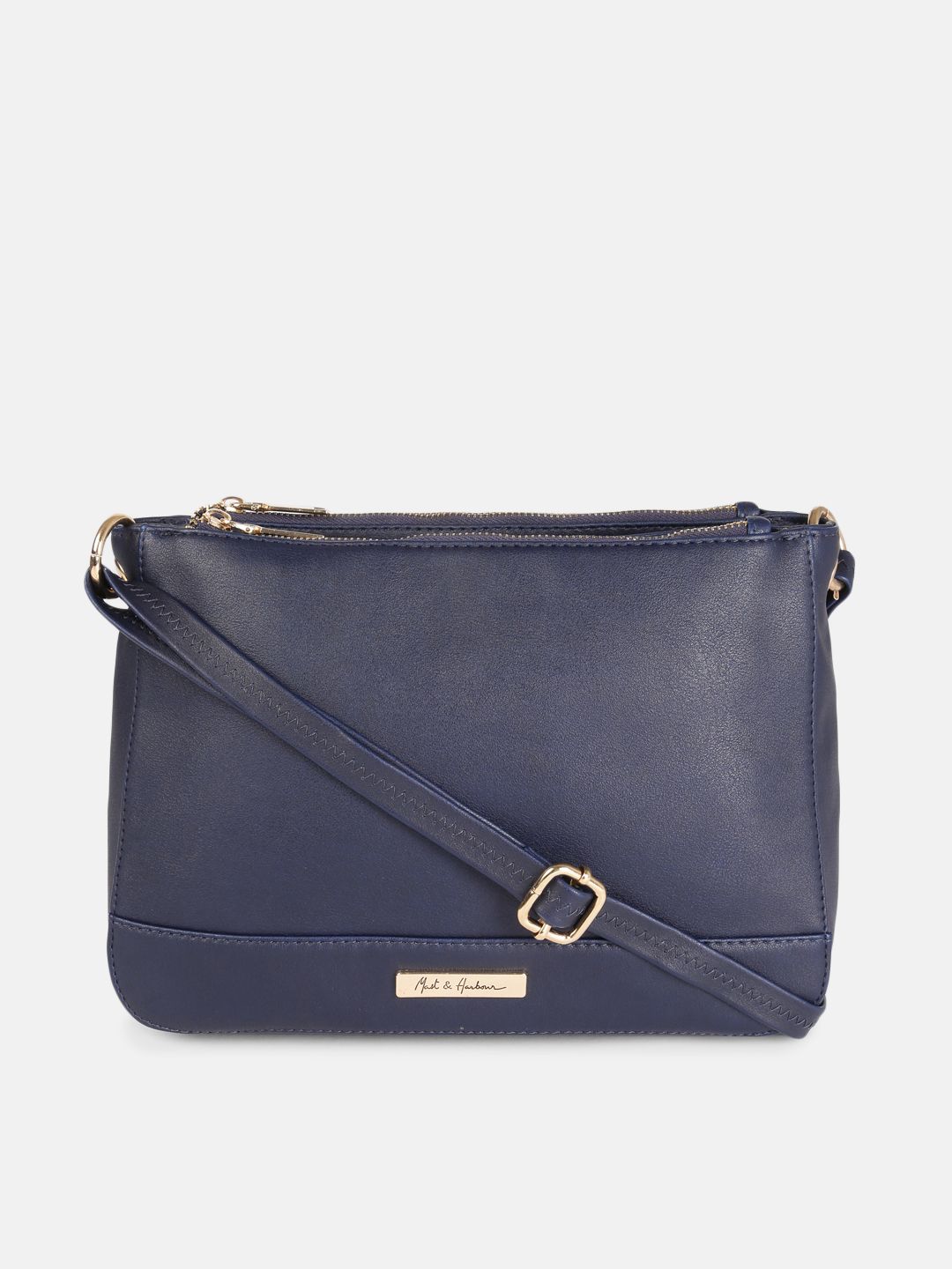 Mast & Harbour Navy Blue Solid Sling Bag Price in India