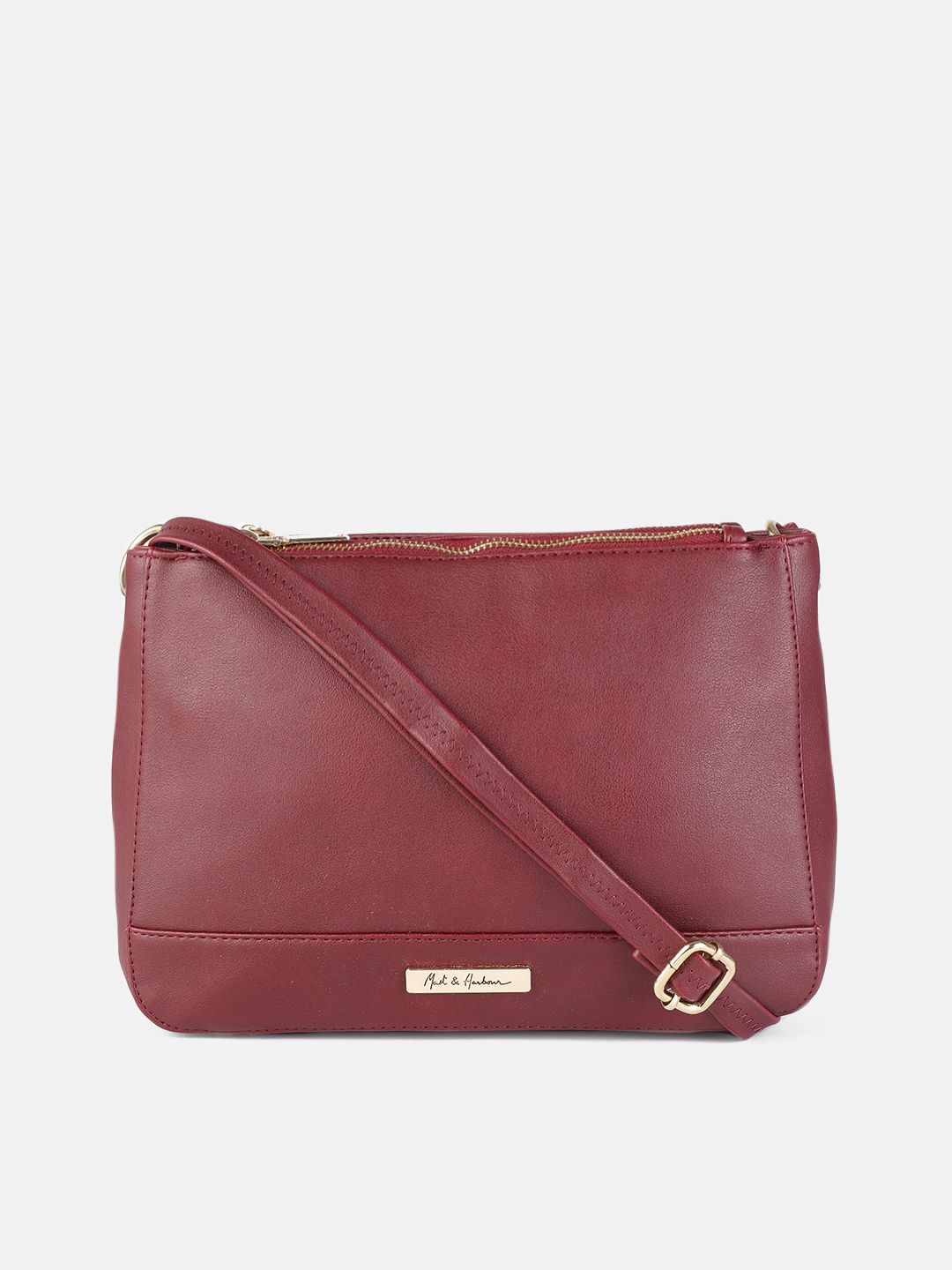 Mast & Harbour Women Burgundy Solid Sling Bag Price in India