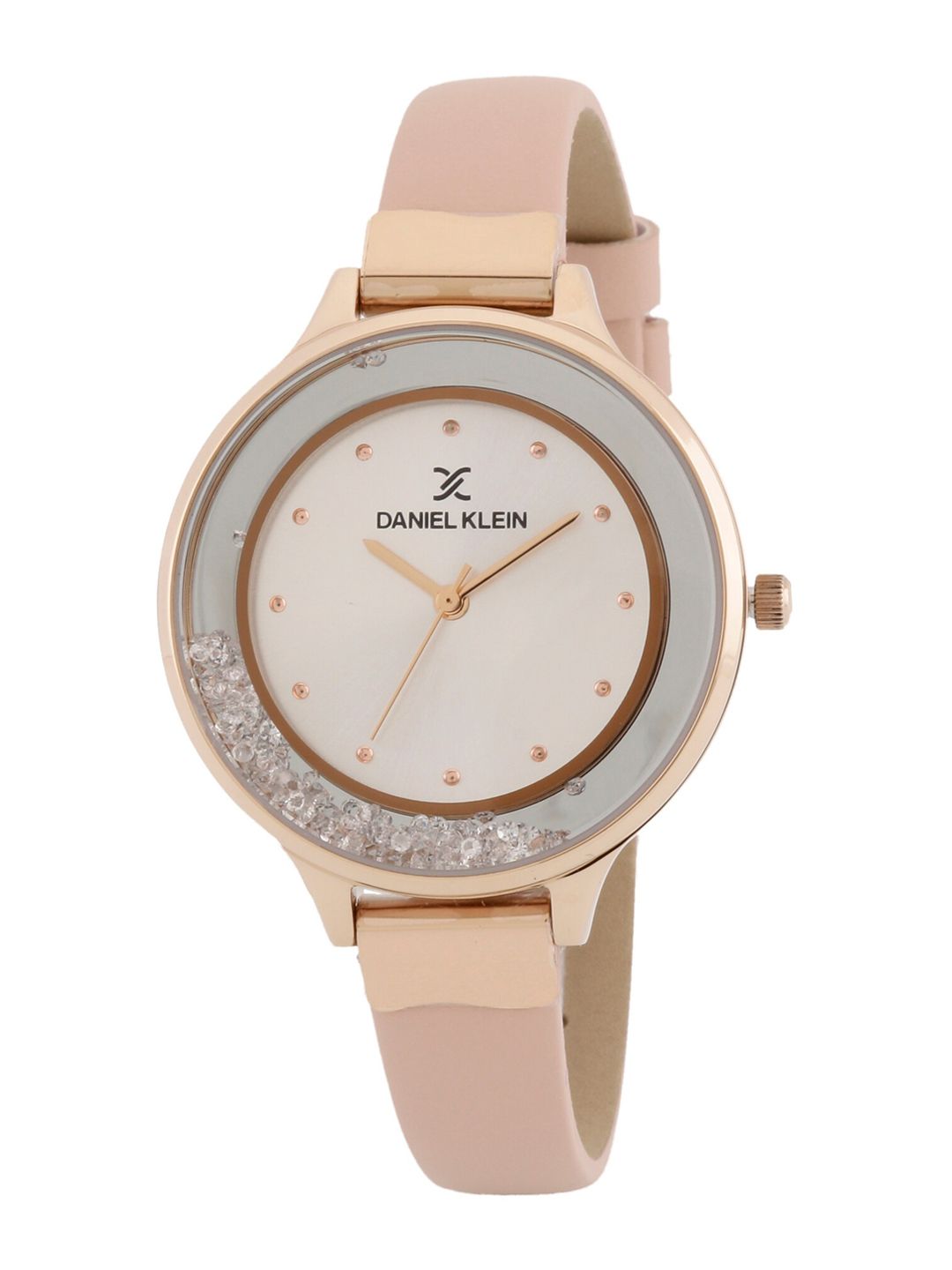 Daniel Klein Women Silver-Toned Dial & Pink Leather Straps Analogue Watch DK.1.12774 Price in India