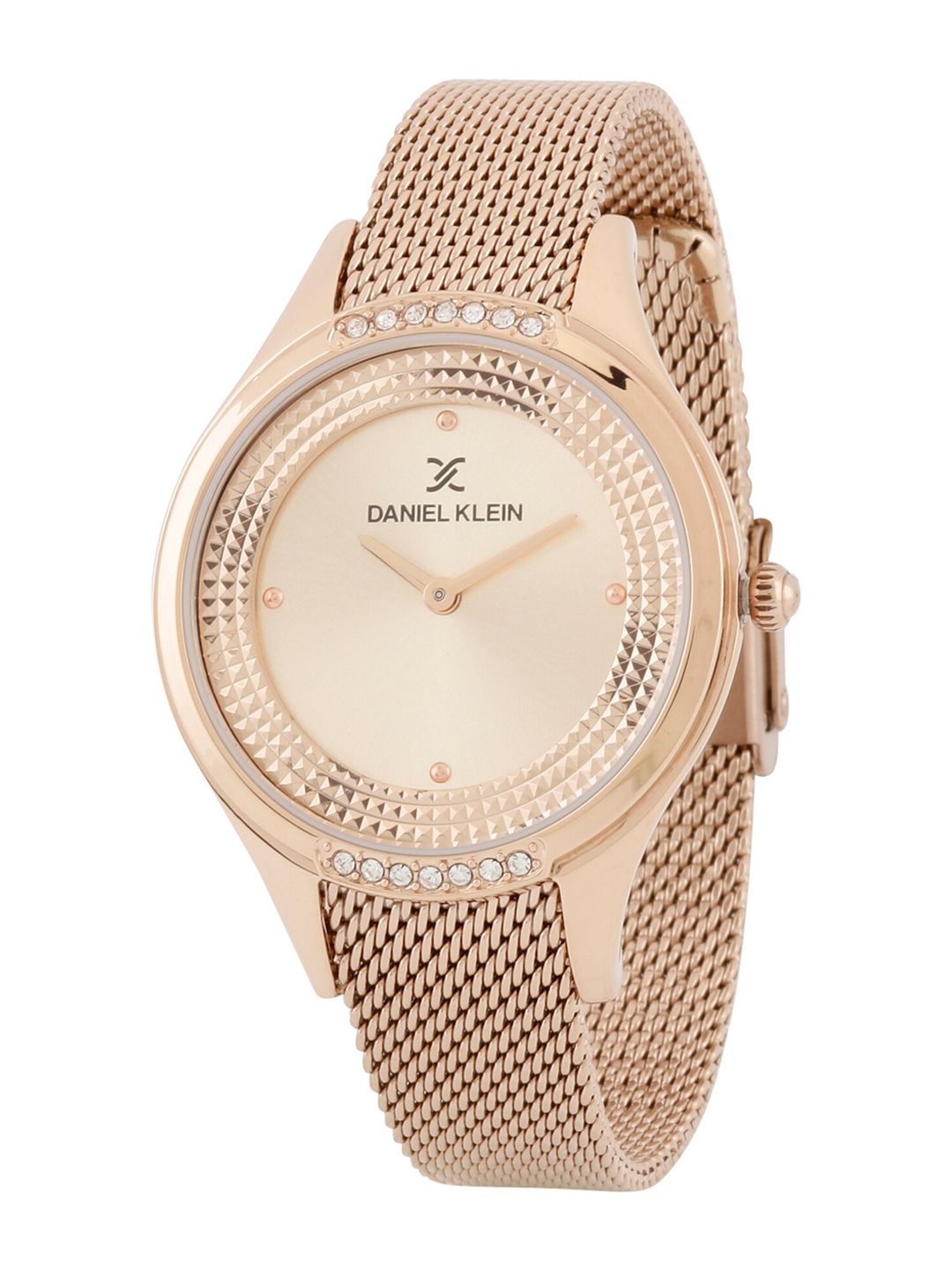 Daniel Klein Women Rose Gold-Toned Embellished Dial & Rose Gold Toned Bracelet Style Straps Analogue Watch Price in India