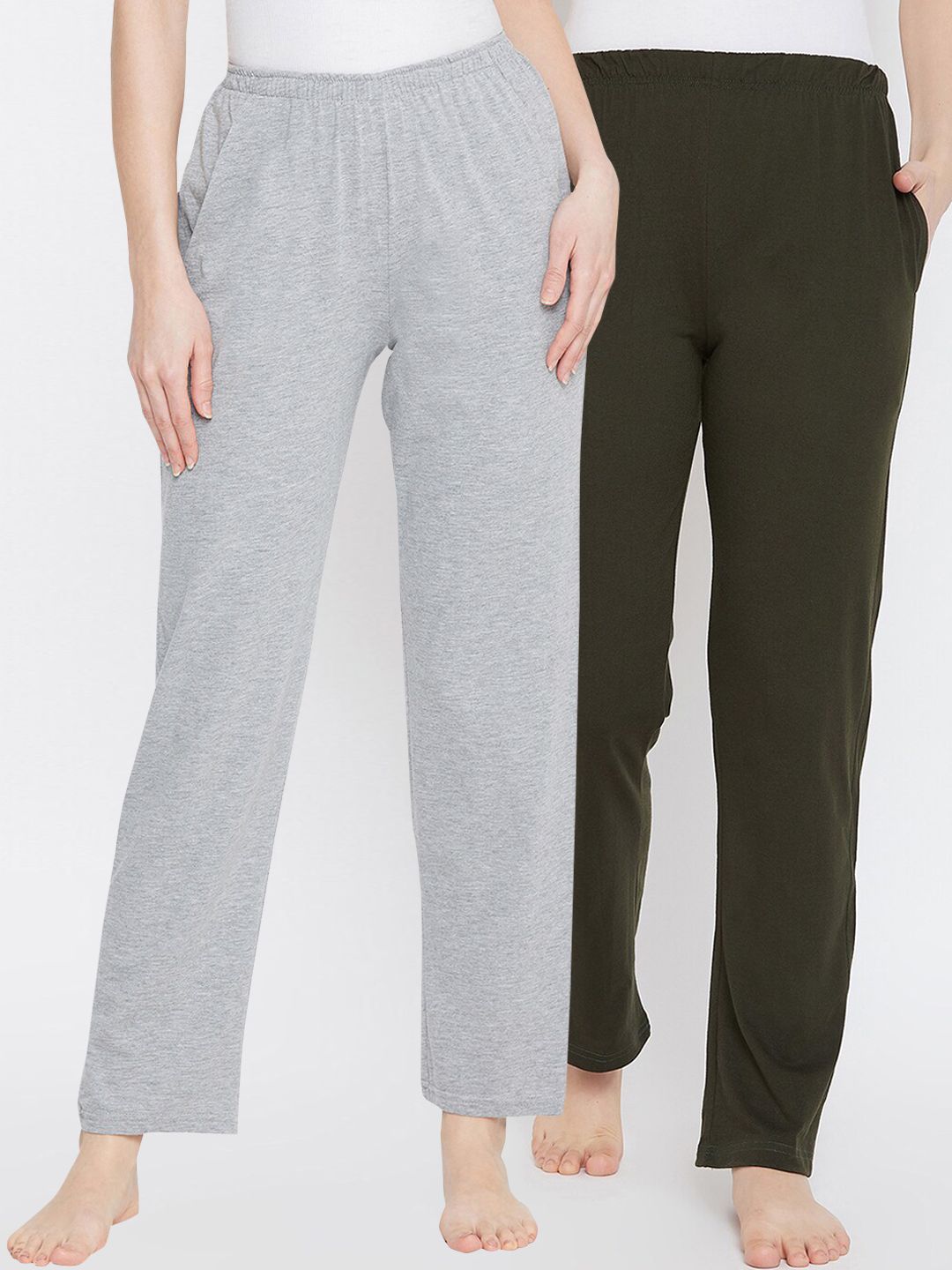 Clovia Women Pack Of 2 Solid Cotton Lounge Pants Price in India