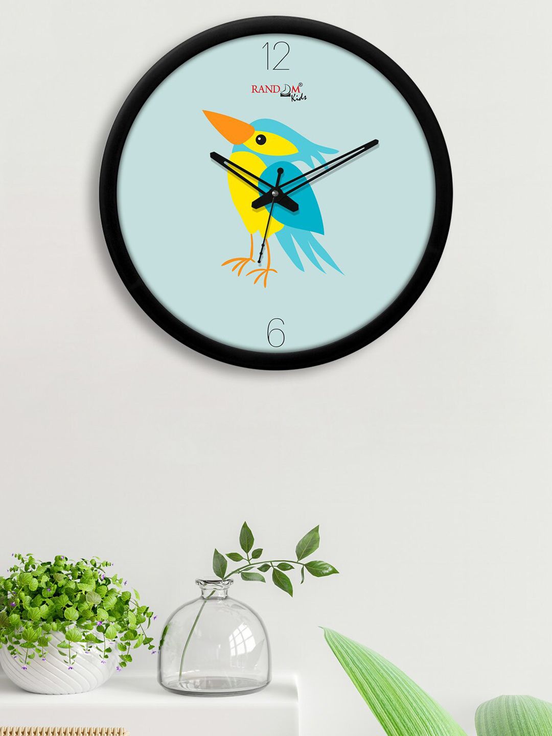 RANDOM Black & Blue Printed Contemporary Wall Clock Price in India