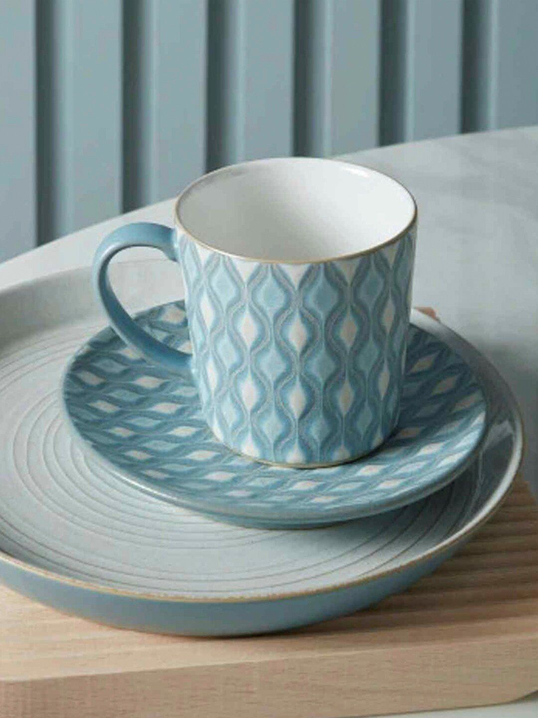 Denby Blue & White Handcrafted Printed Ceramic Glossy Mug Price in India
