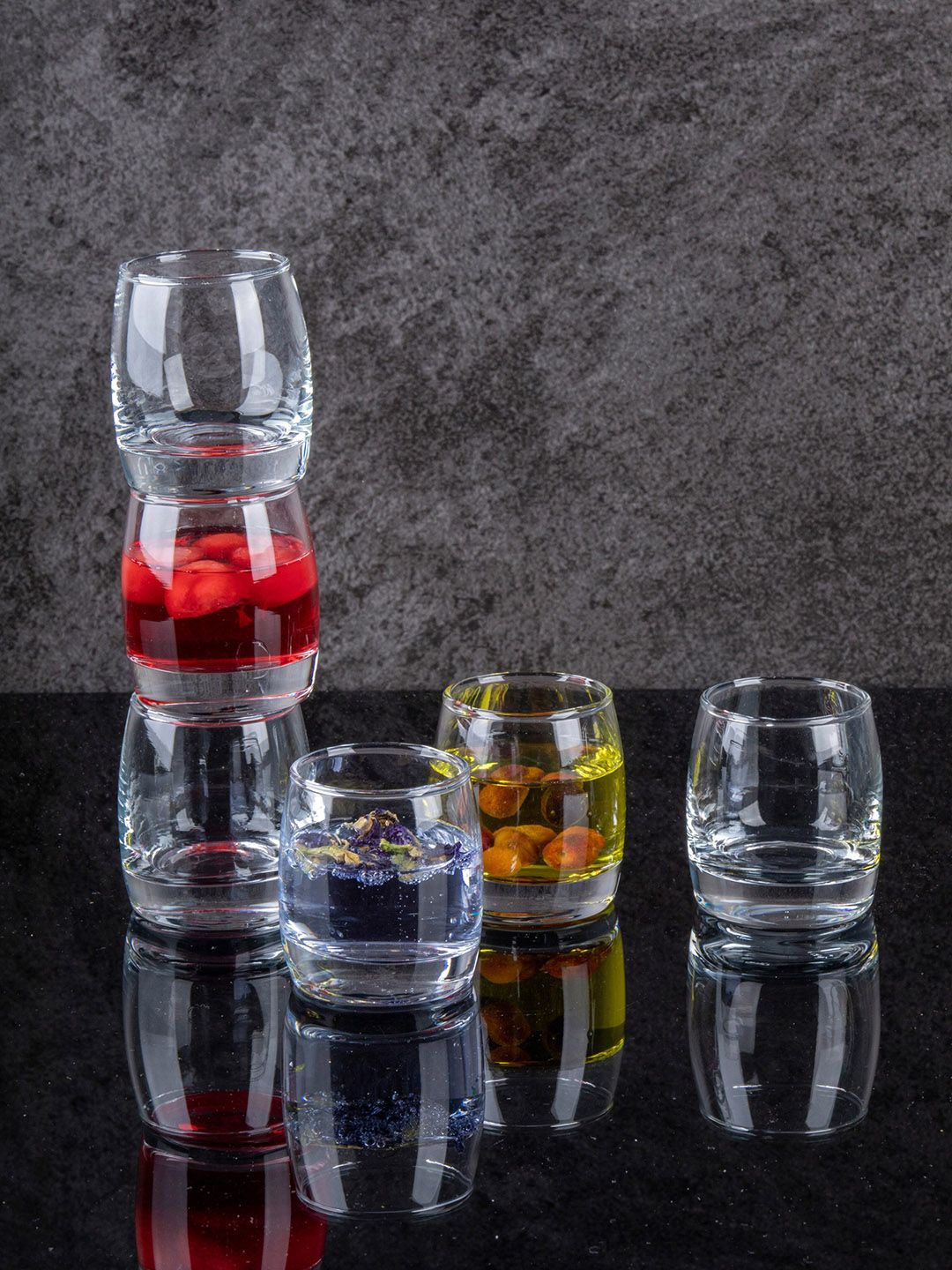 GOODHOMES Set Of 6 Transparent Solid Shot Glasses Price in India