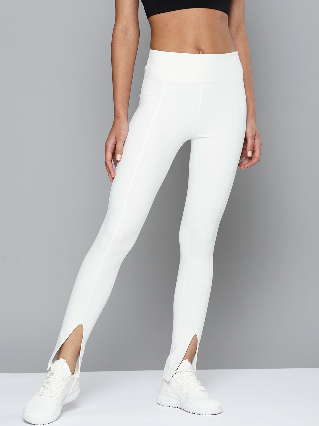 Fitkin Women White Front Slit Pintuck Tights Price in India
