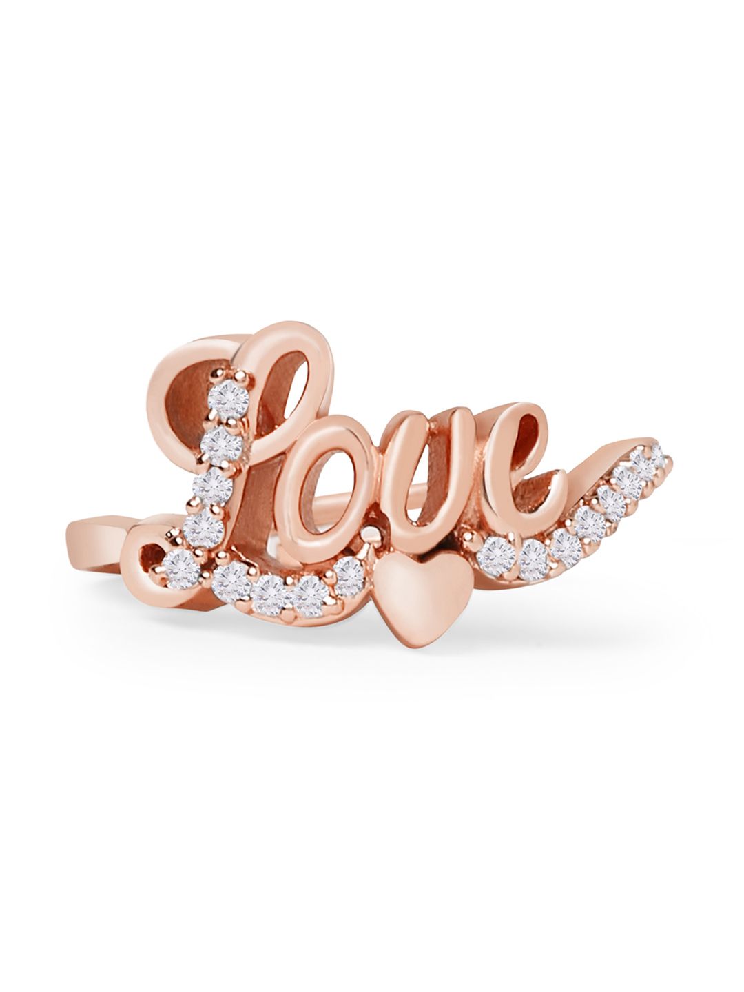 Zaveri Pearls Rose Gold-Plated White CZ-Studded Adjustable Contemporary Finger Ring Price in India