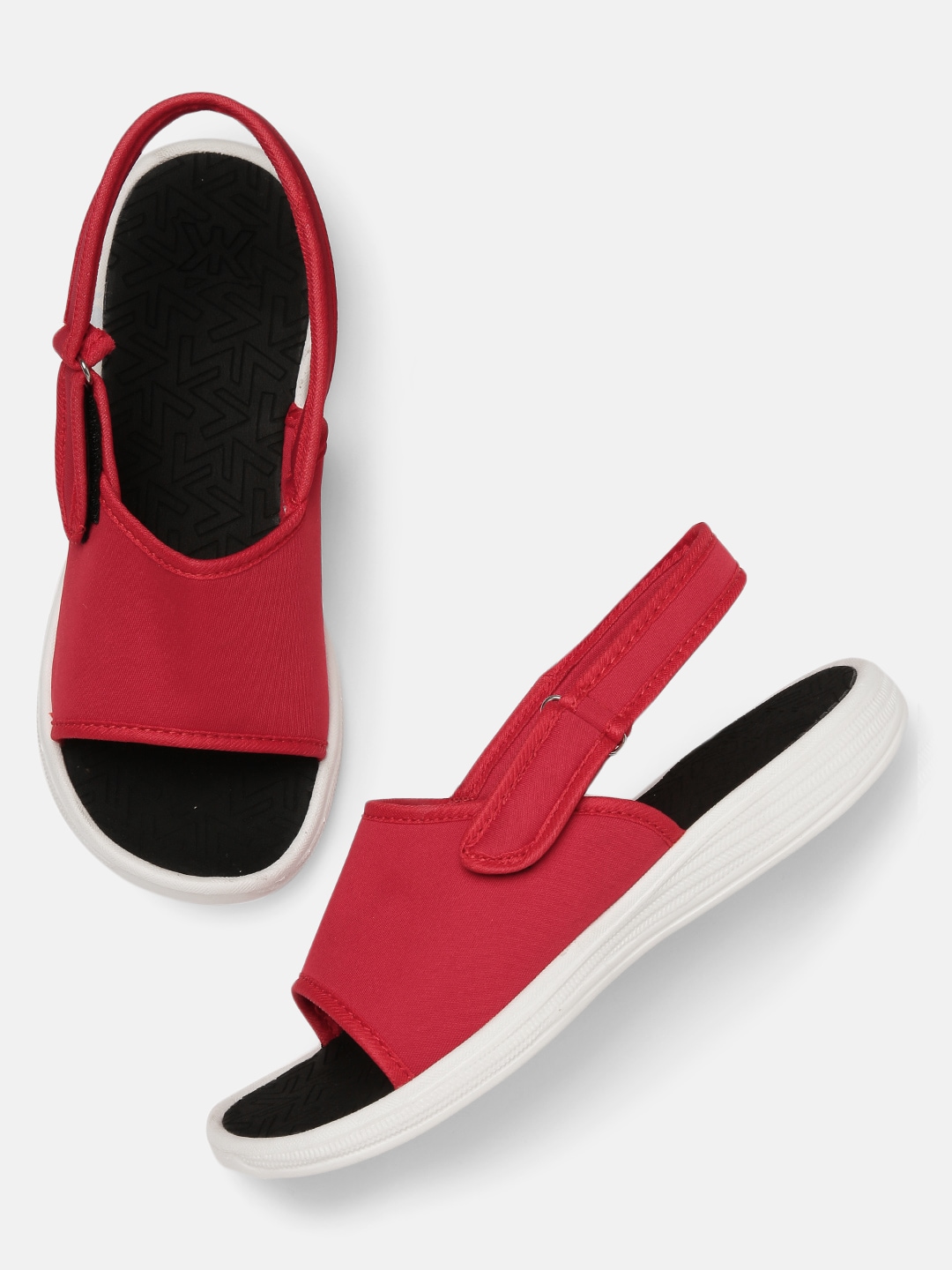 Kook N Keech Women Red & Black Solid Sports Sandals Price in India