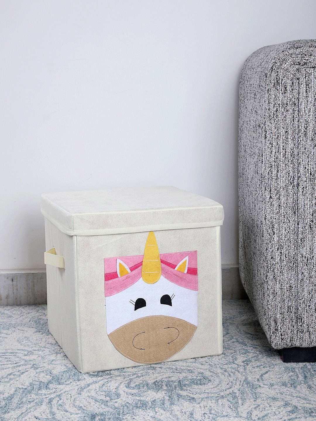 My Gift Booth Cream-Coloured Unicorn Storage Cube with A Lid Price in India