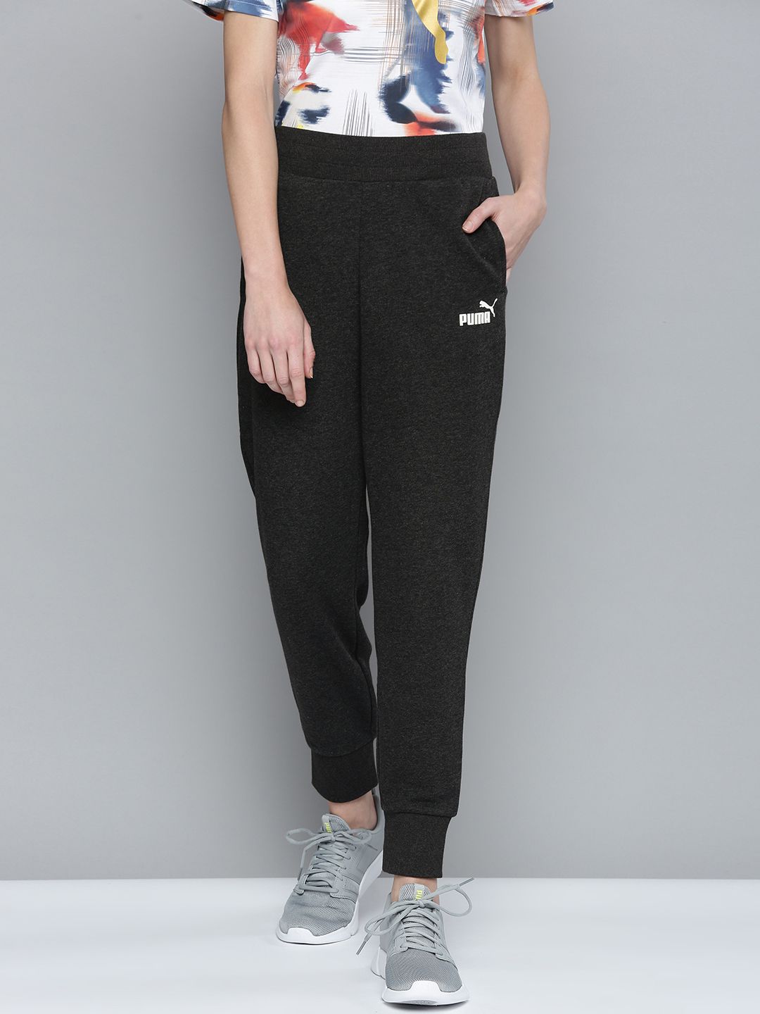 Puma Women Charcoal Grey Solid Regular Fit Sustainable Joggers Price in India