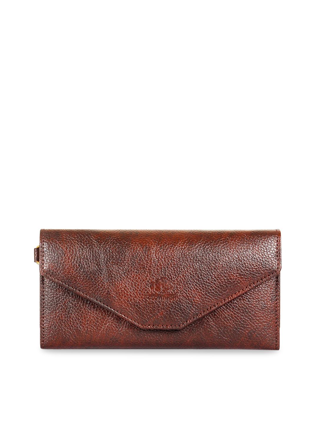 THE CLOWNFISH Brown Solid Synthetic Envelope Wallet Price in India