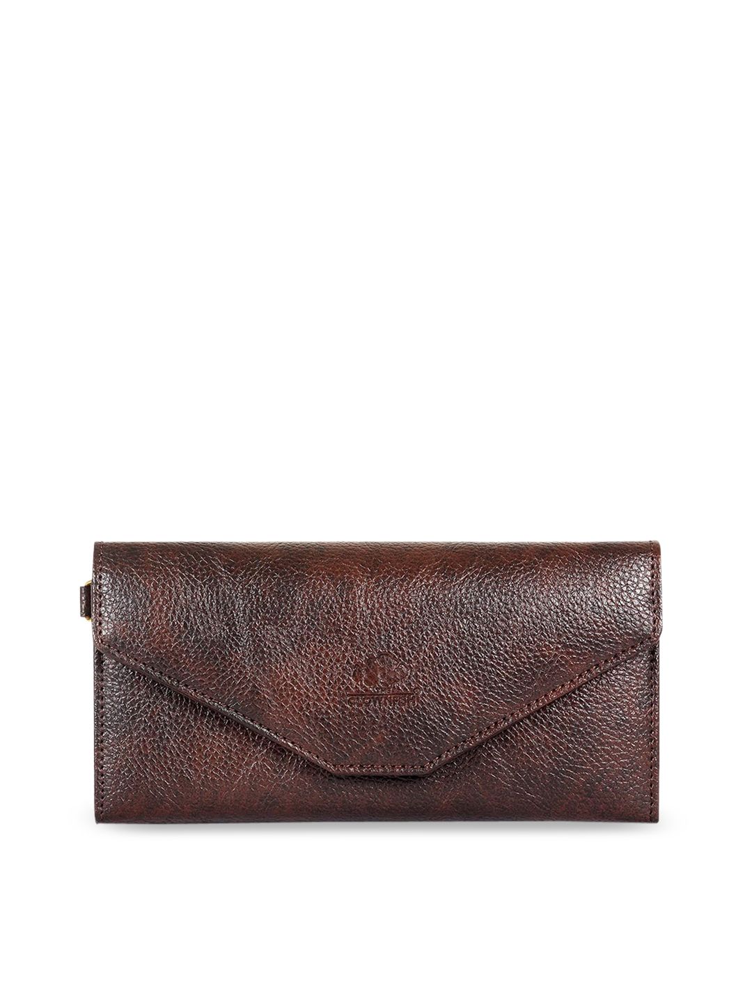 THE CLOWNFISH Brown Solid Synthetic Envelope Wallet Price in India