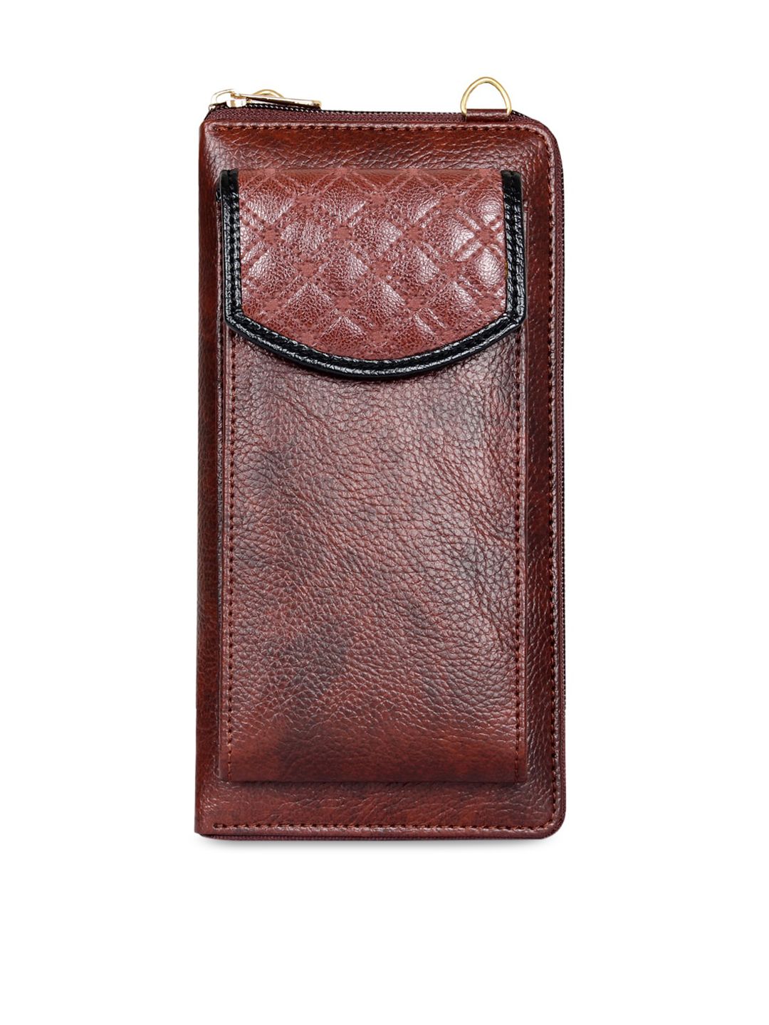 THE CLOWNFISH Women Brown Solid Synthetic Zip Around Wallet Price in India