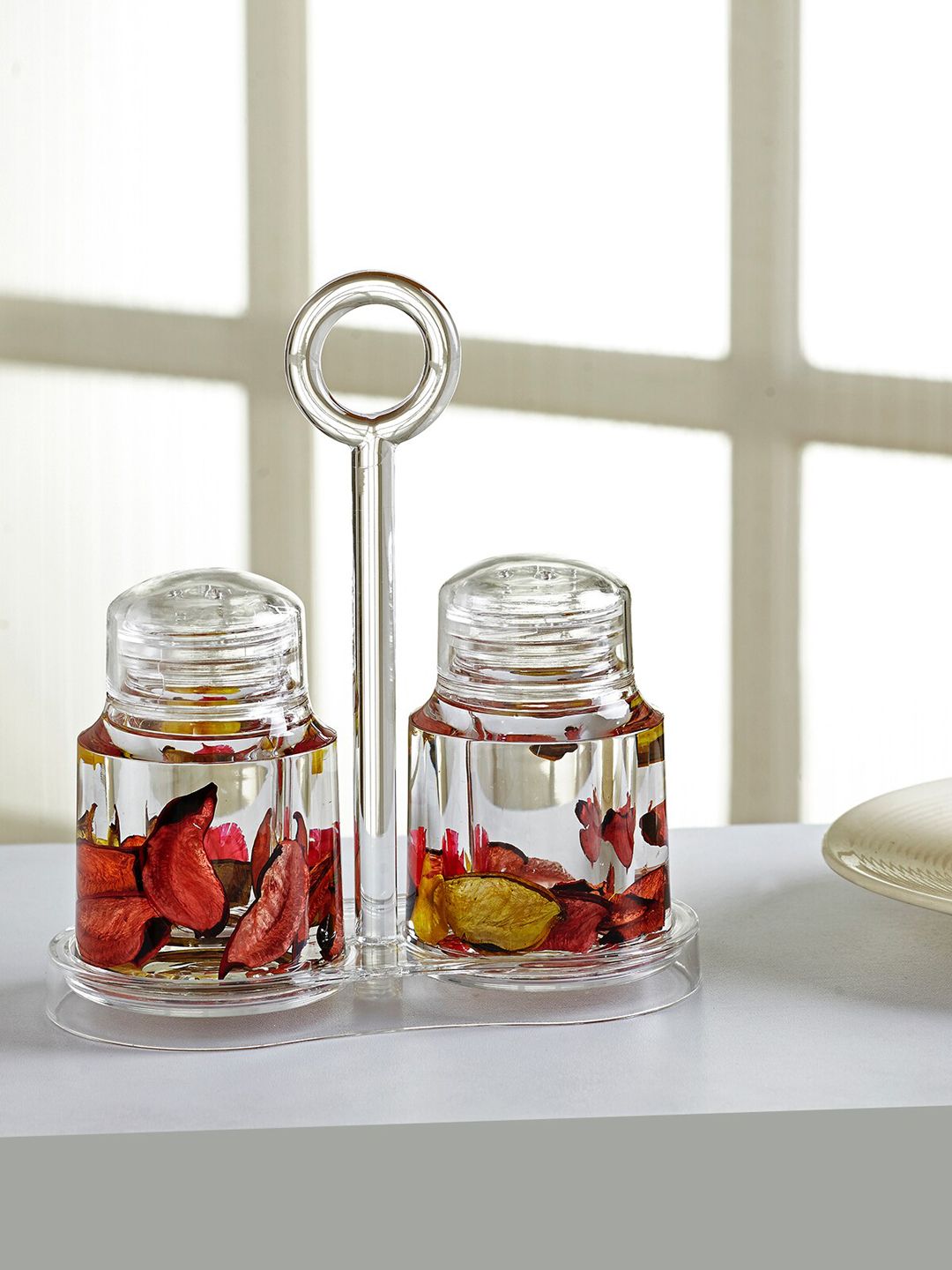 OBSESSIONS Red & Transparent Printed Acrylic Salt & Pepper Shaker Price in India