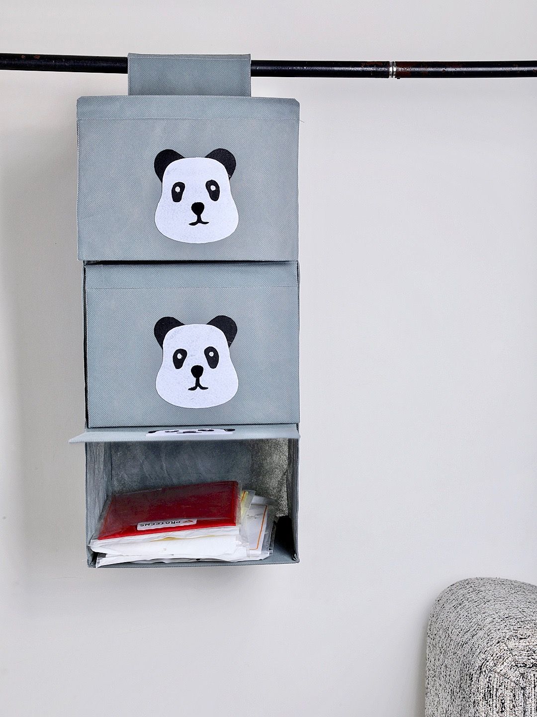 My Gift Booth Grey & White Panda Patch Wardrobe Storage Organsiser Price in India