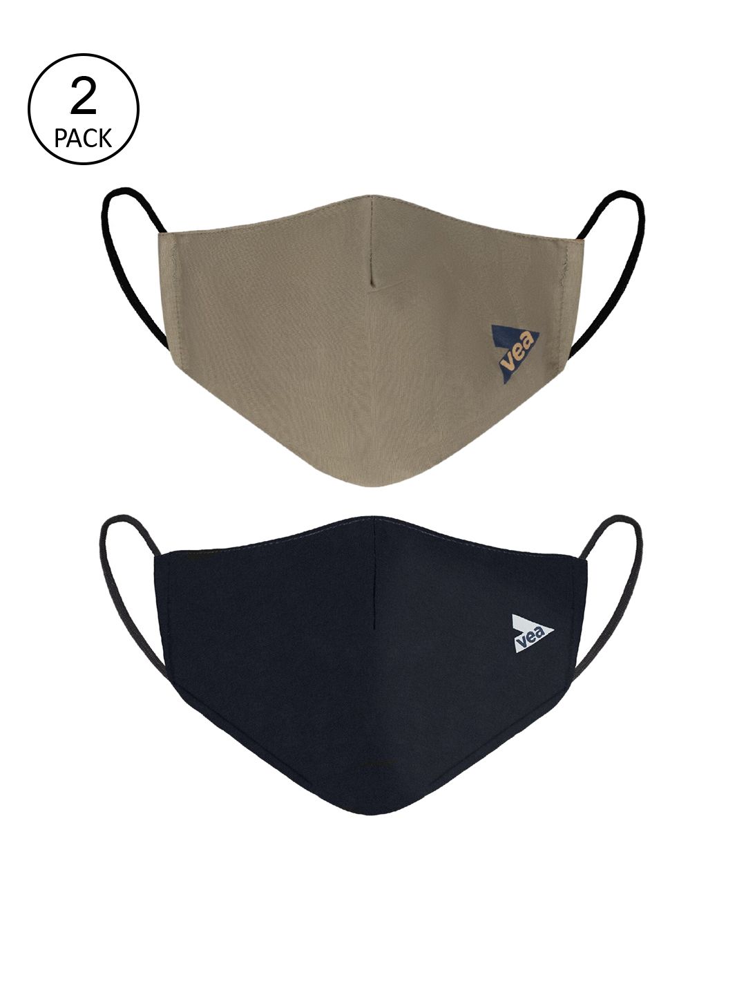 VEA Unisex Pack of 2 Olive & Black Solid Cotton 5 Layered Filtration Face Masks Price in India