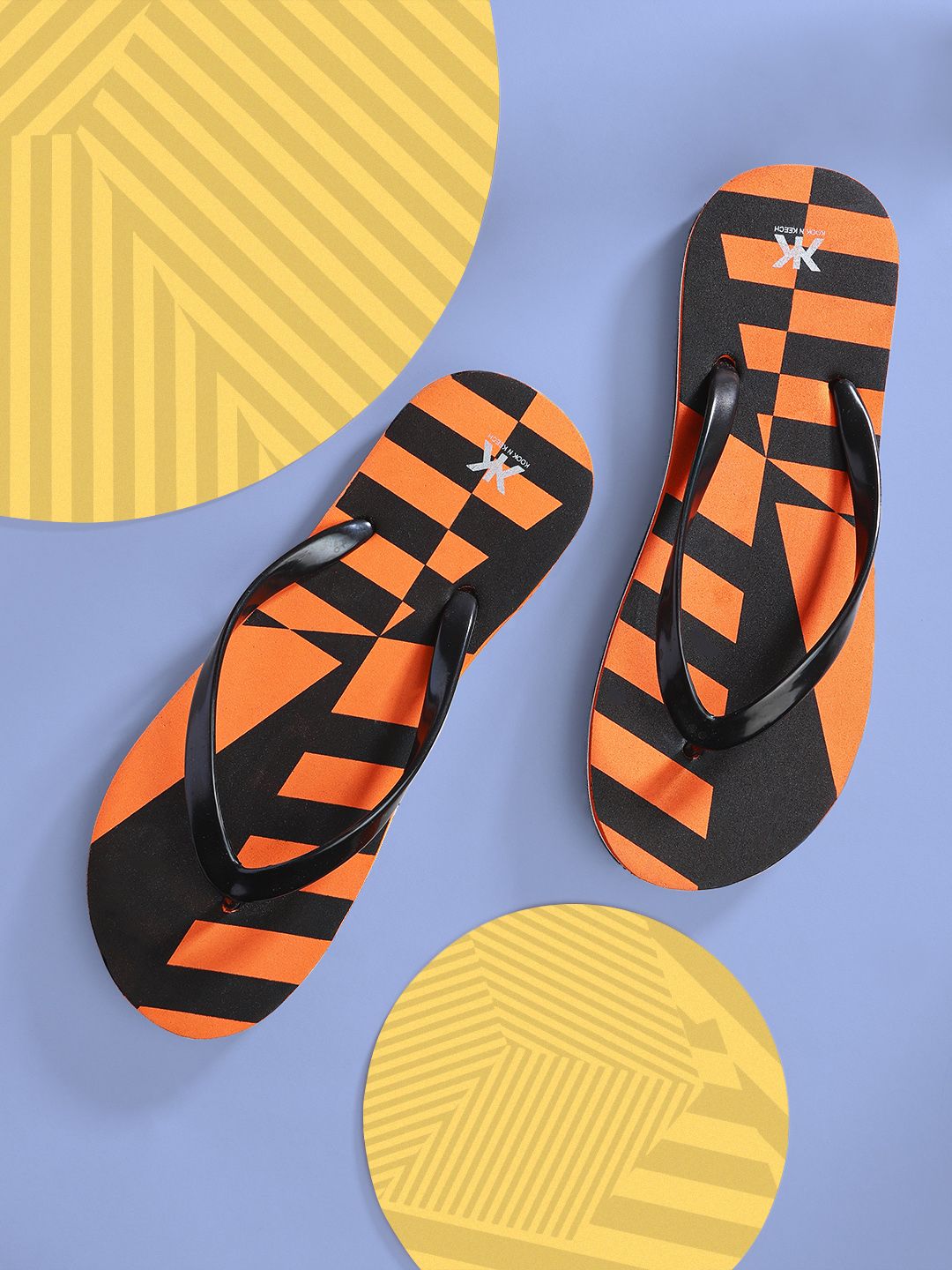Kook N Keech Women Orange & Black Striped Thong Flip-Flops Price in India