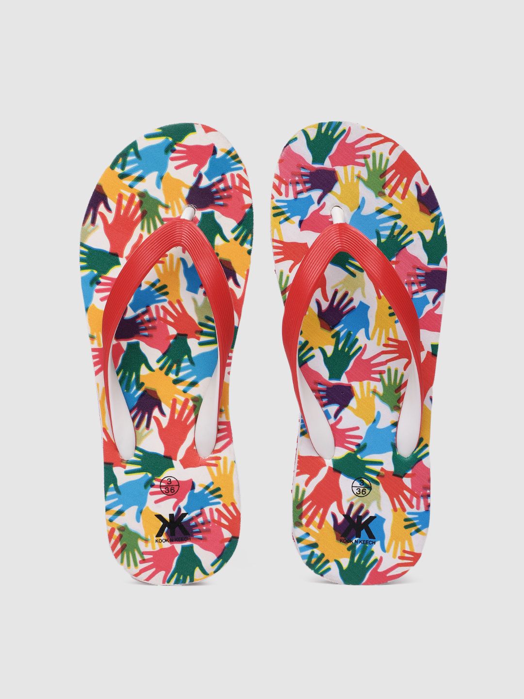 Kook N Keech Women Multicoloured Printed Thong Flip-Flops Price in India