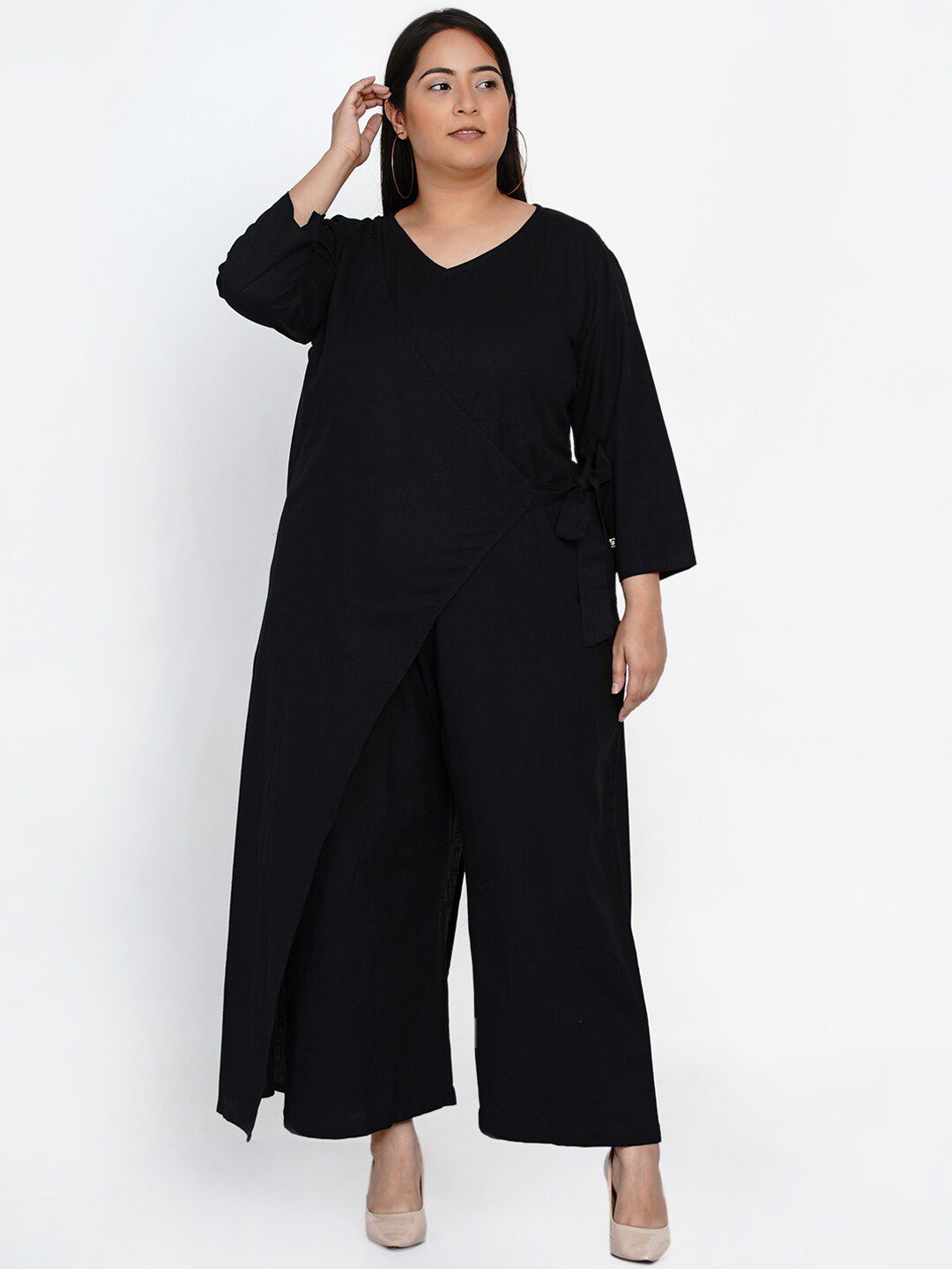 Fabnest Curve Black Cotton Basic Jumpsuit Price in India