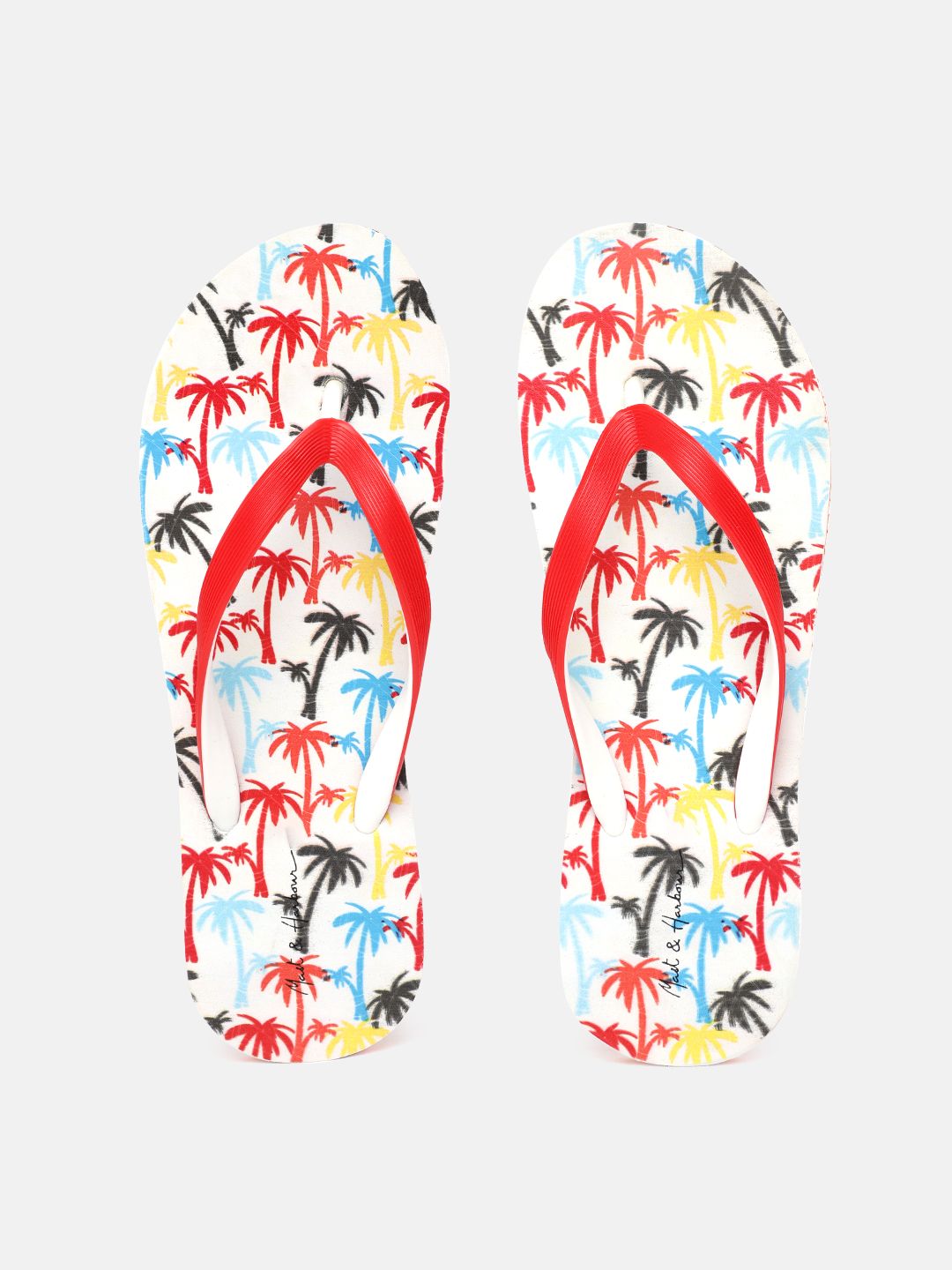 Mast & Harbour Women White & Red Tropical Print Thong Flip-Flops Price in India