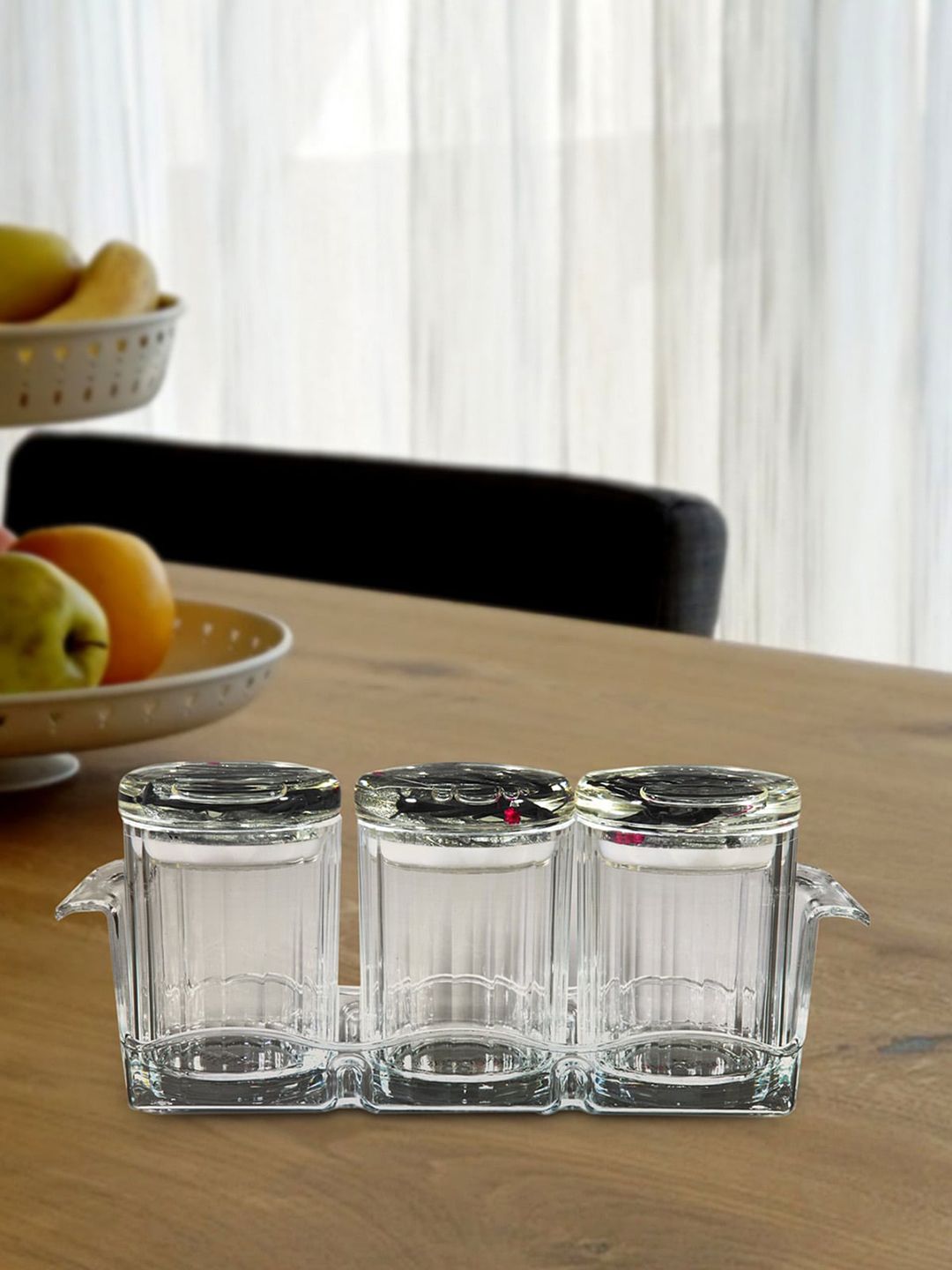 OBSESSIONS Transparent & Grey Set Of 3 Agua Acrylic Air Tight Jar Price in India
