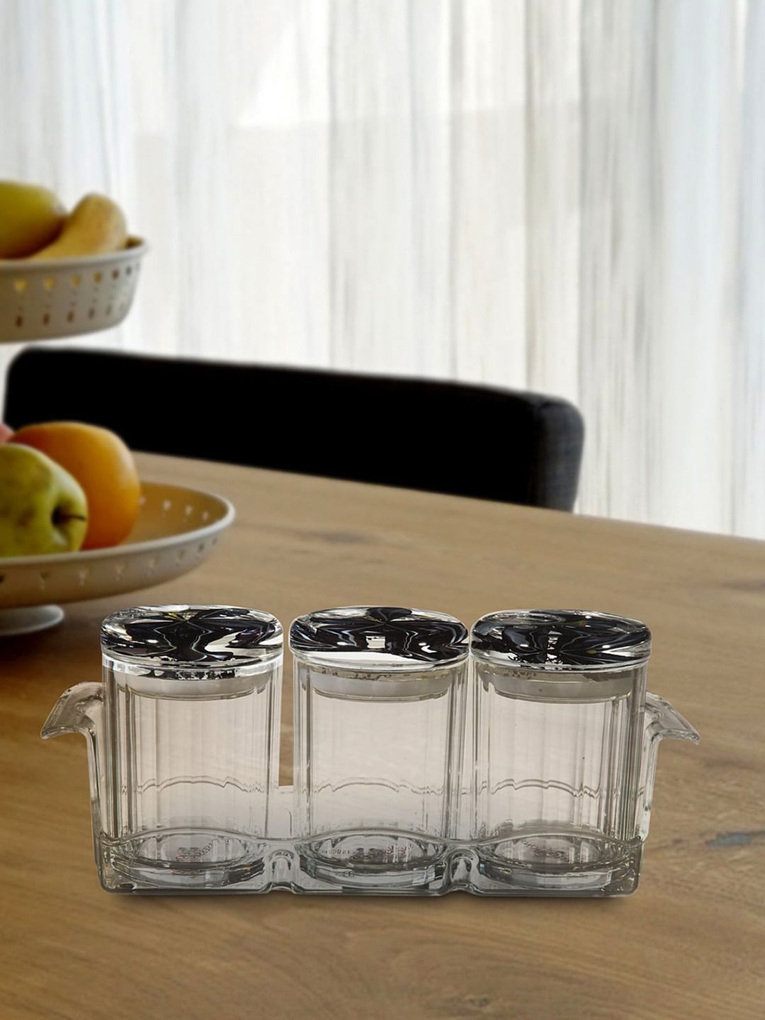 OBSESSIONS Transparent & Black Set Of 3 Agua Acrylic Air Tight Jar Price in India
