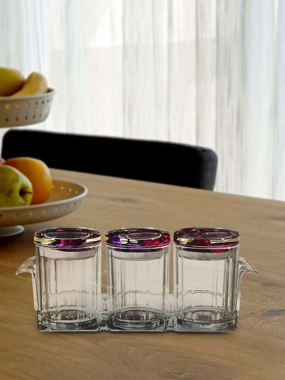 OBSESSIONS Multicoloured Set Of 3 Agua Acrylic Air Tight Jar Price in India