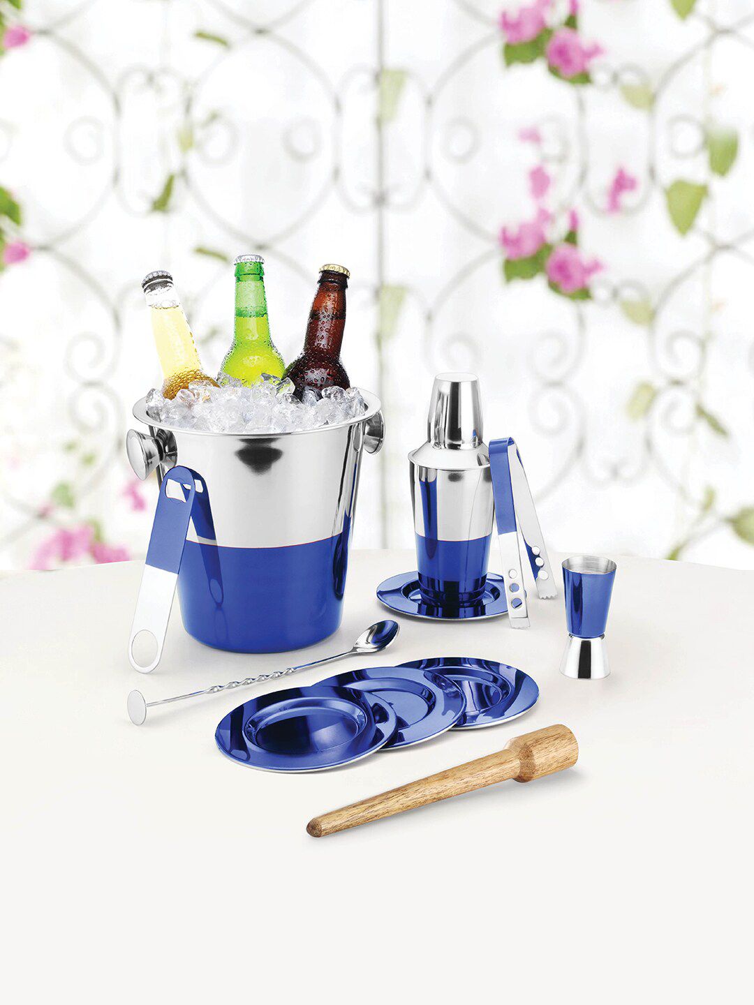 URBAN CHEF Bartender Blue Lacquered Kit Stainless Steel 11 Pieces Bar Set Price in India