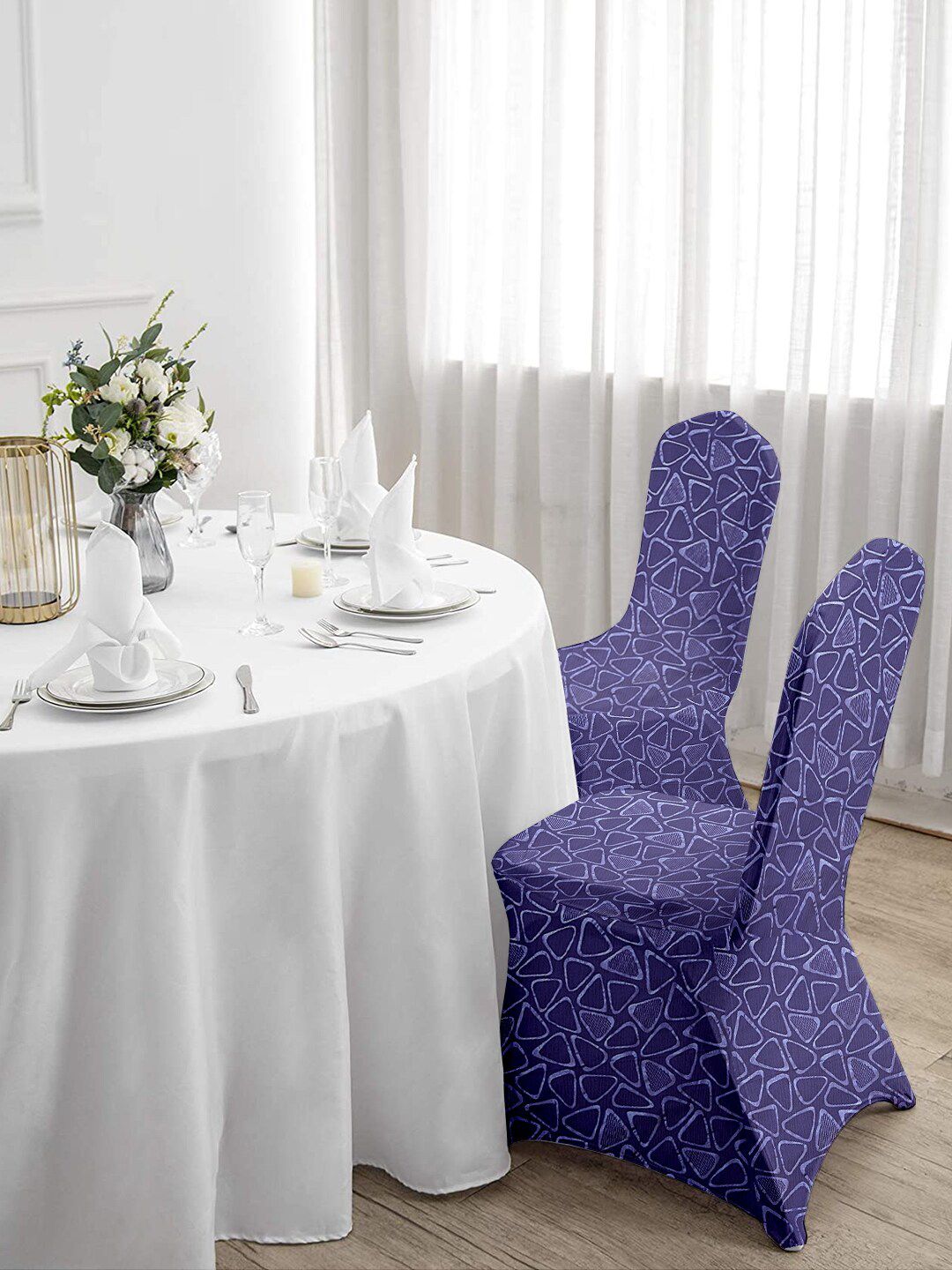 Cortina Purple Set of 6 Spandex Banquet Chair Covers Price in India